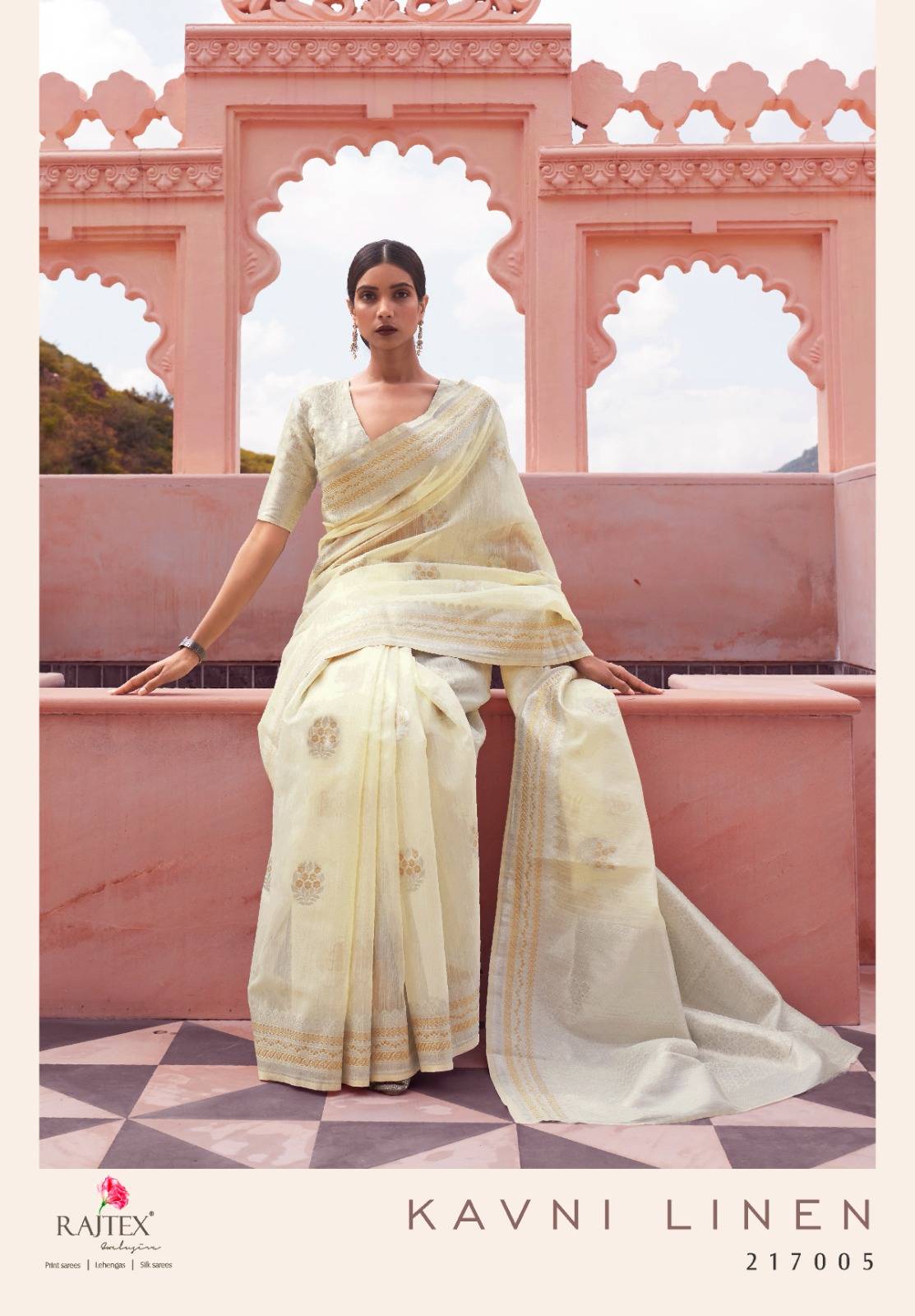 Kavni Linen By Raj Tex 217001 To 217006 Series Indian Traditional Wear Collection Beautiful Stylish Fancy Colorful Party Wear & Occasional Wear Pure Linen Sarees At Wholesale Price