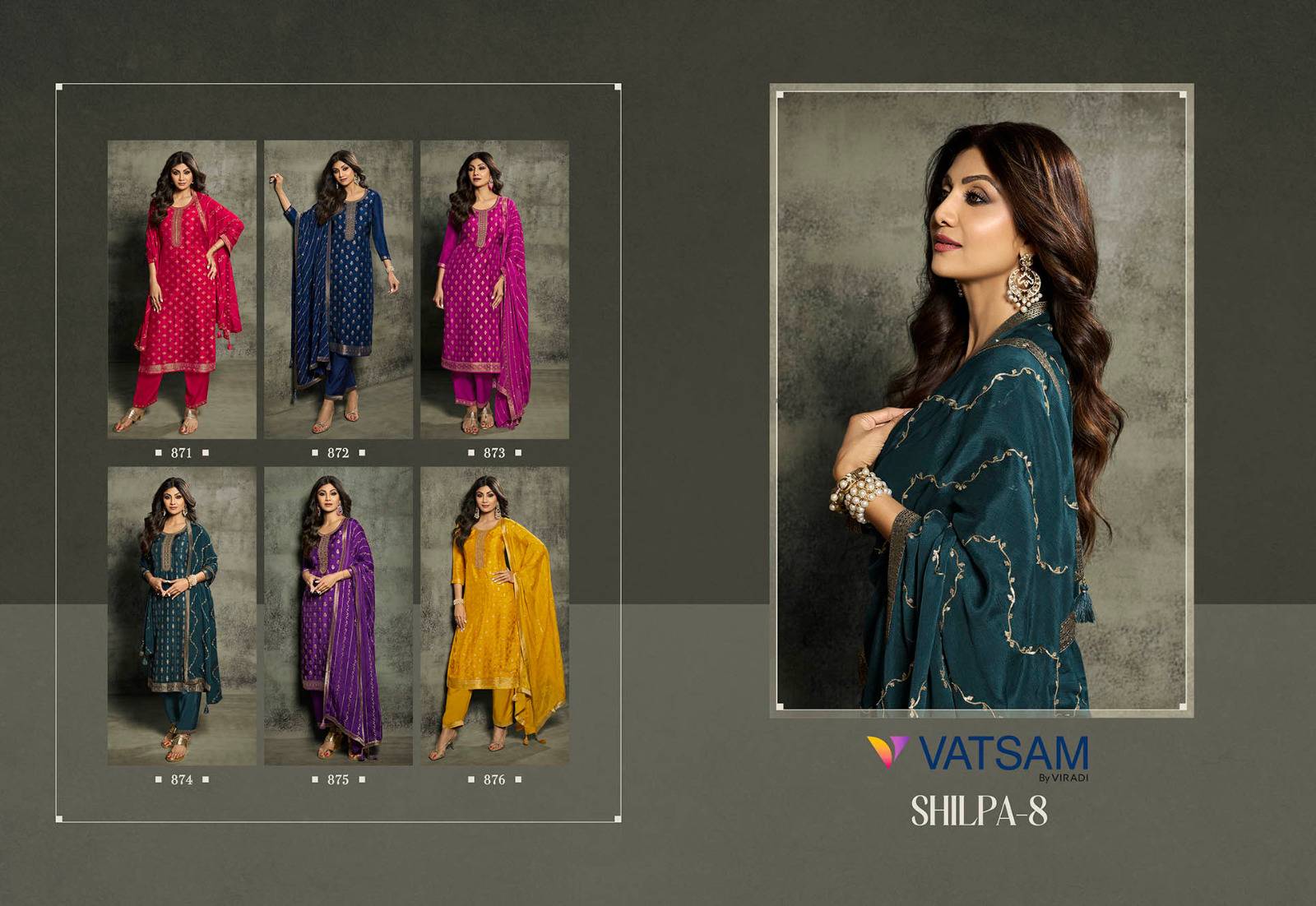 Shilpa Vol-8 By Vatsam 871 To 876 Series Designer Festive Suits Collection Beautiful Stylish Fancy Colorful Party Wear & Occasional Wear Viscose Dola Jacquard Dresses At Wholesale Price
