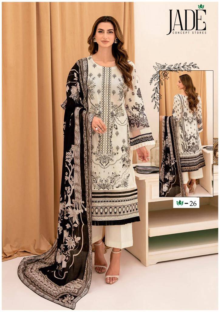 Chevron Vol-3 By Jade 21 To 26 Series Beautiful Pakistani Suits Stylish Fancy Colorful Party Wear & Occasional Wear Heavy Lawn Dresses At Wholesale Price