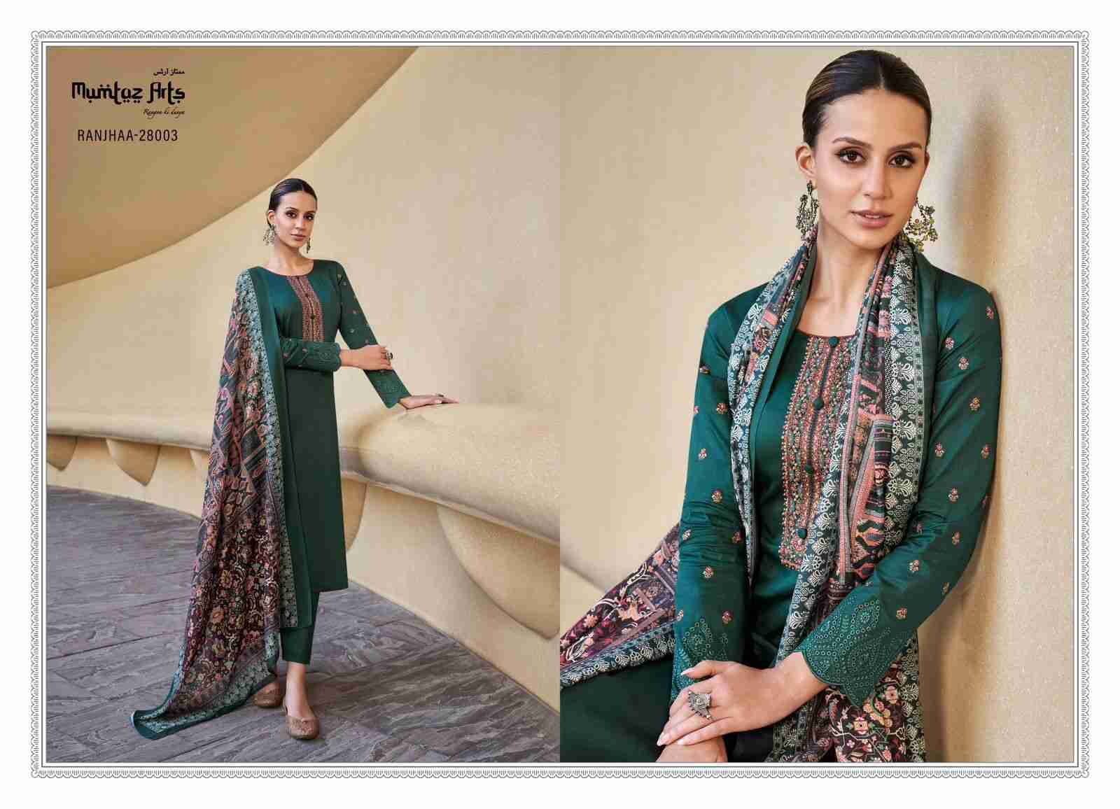 Ranjhaa By Mumtaz Arts 28001 To 28006 Series Festive Suits Collection Beautiful Stylish Fancy Colorful Party Wear & Occasional Wear Pure Jam Satin Embroidered Dresses At Wholesale Price