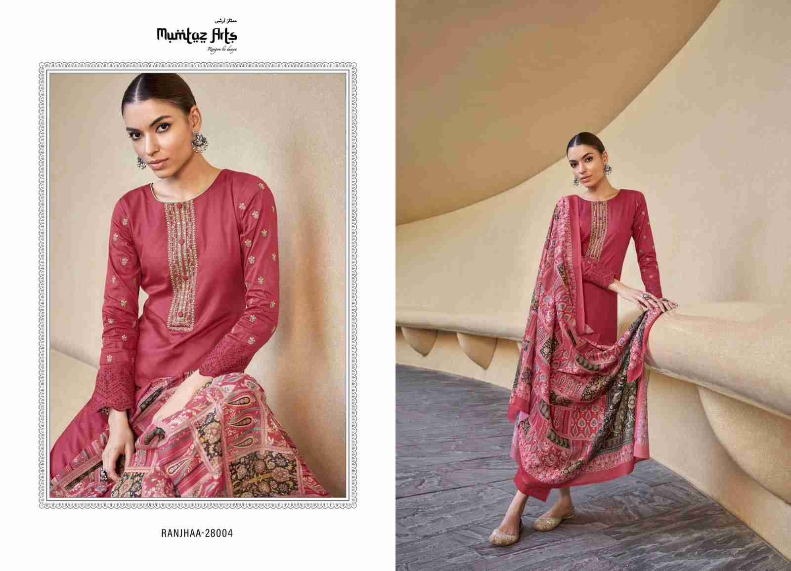 Ranjhaa By Mumtaz Arts 28001 To 28006 Series Festive Suits Collection Beautiful Stylish Fancy Colorful Party Wear & Occasional Wear Pure Jam Satin Embroidered Dresses At Wholesale Price