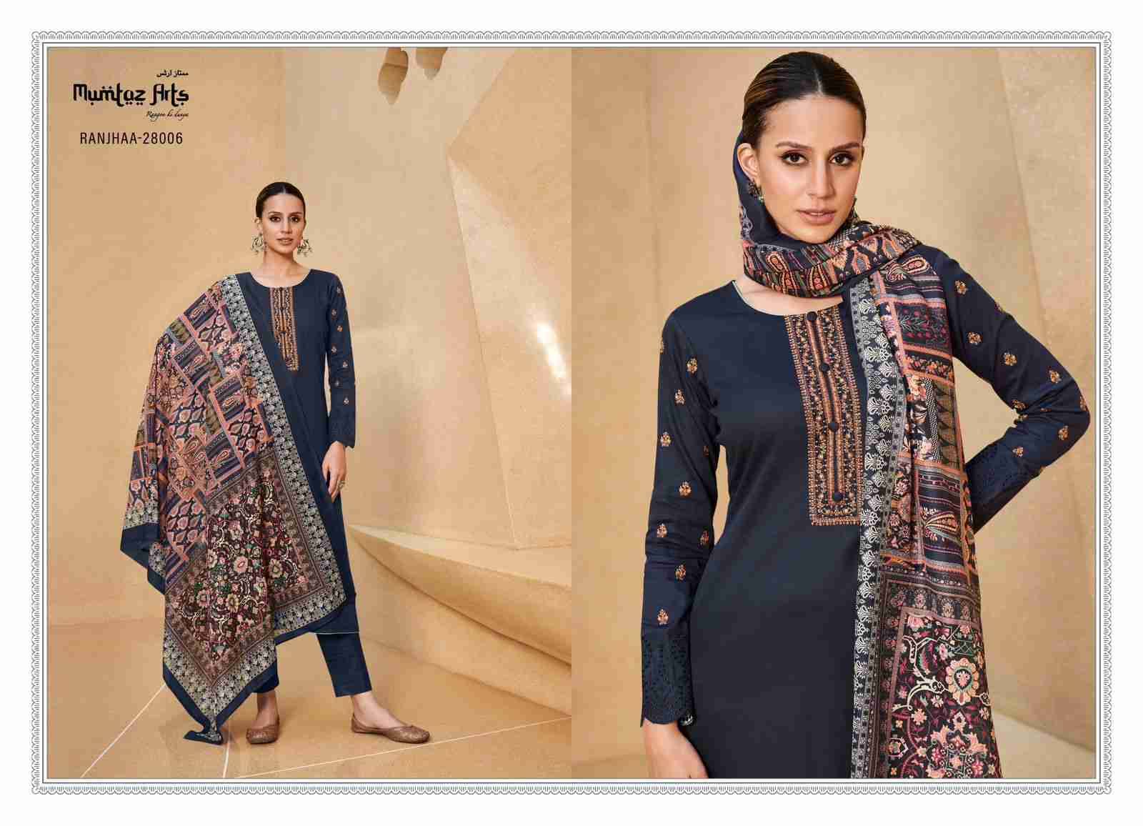 Ranjhaa By Mumtaz Arts 28001 To 28006 Series Festive Suits Collection Beautiful Stylish Fancy Colorful Party Wear & Occasional Wear Pure Jam Satin Embroidered Dresses At Wholesale Price