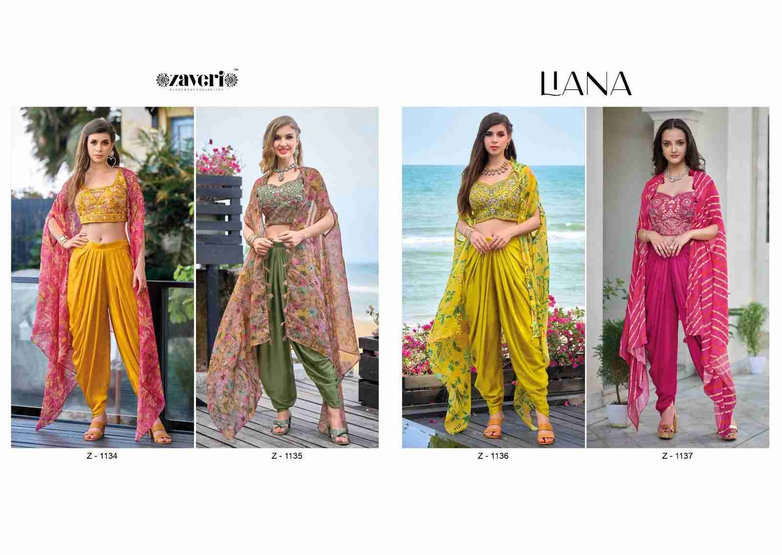 Liana By Zaveri 1134 To 1137 Series Designer Stylish Fancy Colorful Beautiful Party Wear & Ethnic Wear Collection Satin Silk Tops With Bottom At Wholesale Price