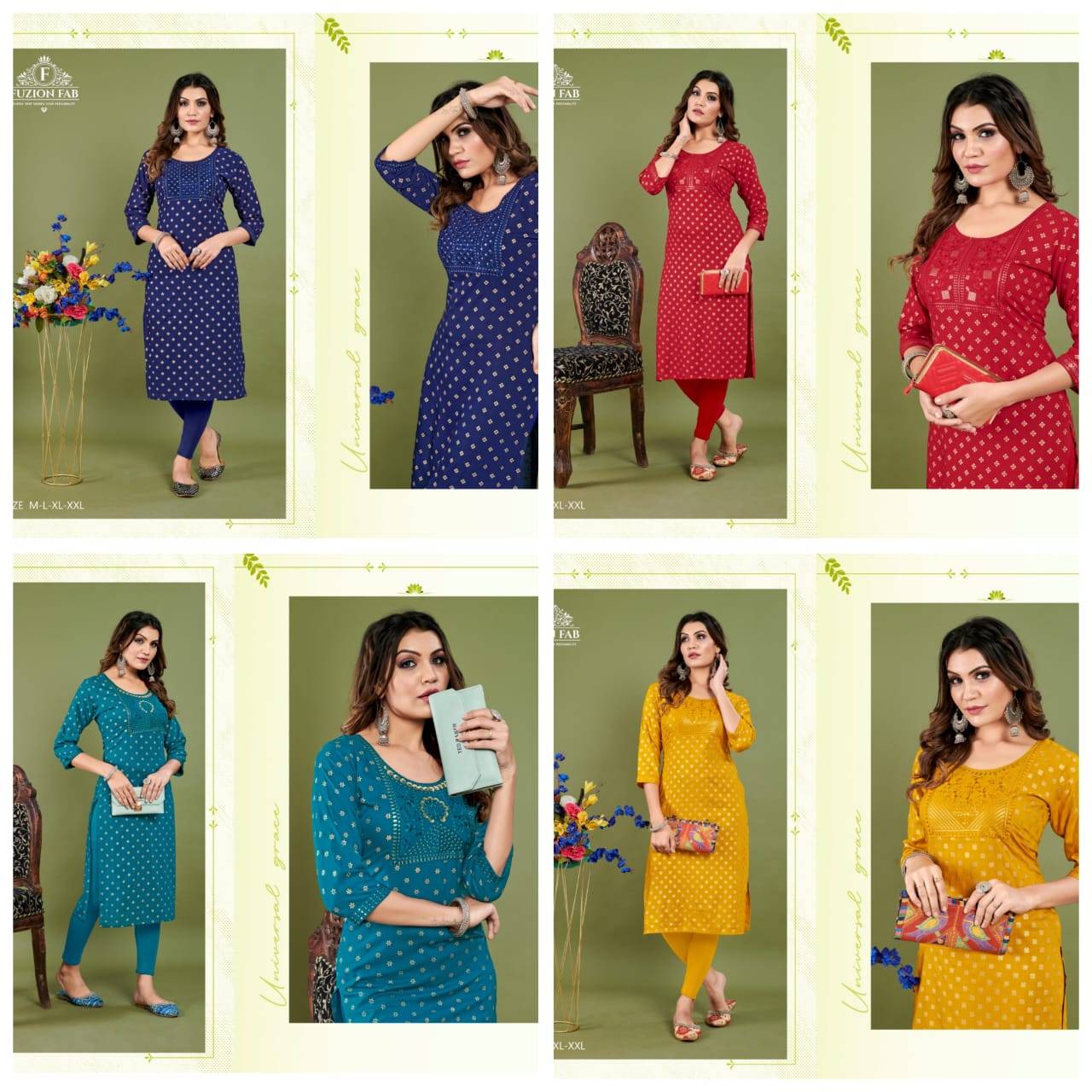 Dhyani Vol-1 By Fuzion Hub 01 To 04 Series Designer Stylish Fancy Colorful Beautiful Party Wear & Ethnic Wear Collection Rayon Embroidered Kurtis At Wholesale Price