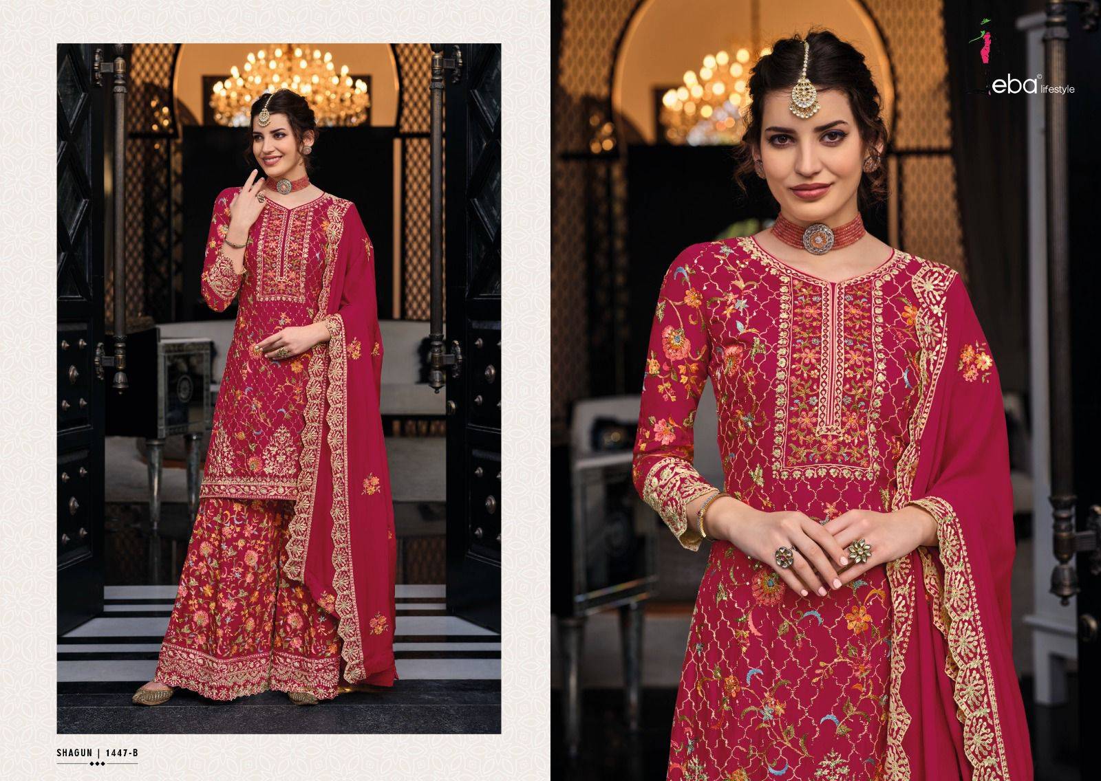 Shagun Color Edition Vol-6 By Eba Lifestyle 1447-A To 1447-F Series Designer Sharara Suits Collection Beautiful Stylish Fancy Colorful Party Wear & Occasional Wear Silk Embroidered Dresses At Wholesale Price