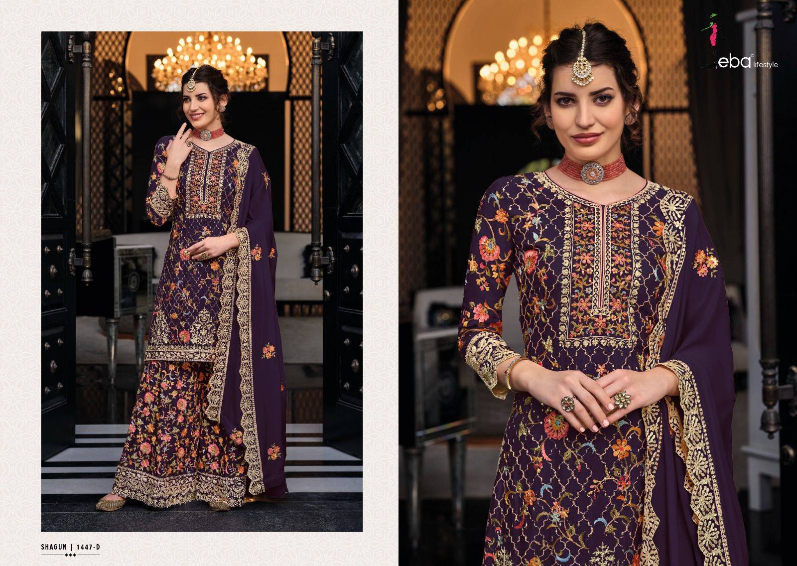 Shagun Color Edition Vol-6 By Eba Lifestyle 1447-A To 1447-F Series Designer Sharara Suits Collection Beautiful Stylish Fancy Colorful Party Wear & Occasional Wear Silk Embroidered Dresses At Wholesale Price