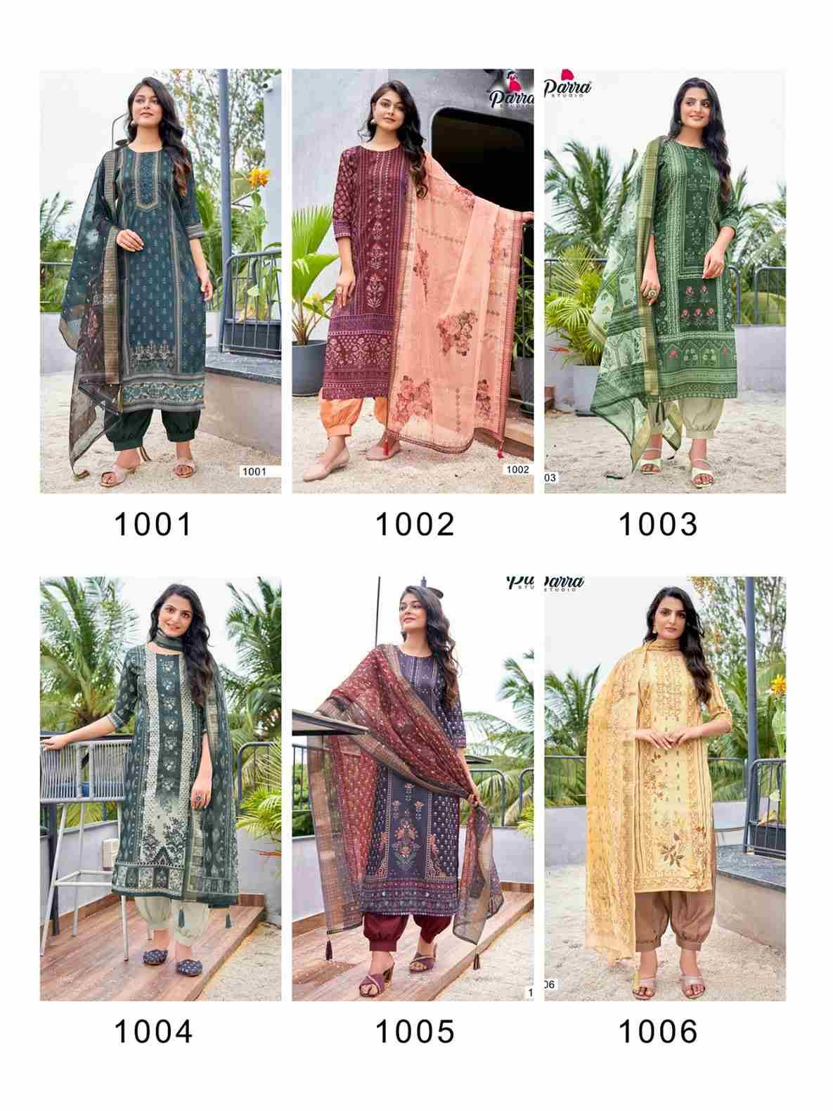 Rubi By Parra Studio 1001 To 1006 Series Beautiful Suits Colorful Stylish Fancy Casual Wear & Ethnic Wear Muslin Print Dresses At Wholesale Price