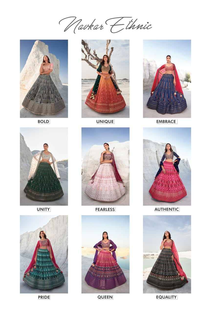 Navkar Ethnic By Fashid Wholsale 01 To 09 Series Festive Wear Collection Beautiful Stylish Colorful Fancy Party Wear & Occasional Wear Georgette Lehengas At Wholesale Price