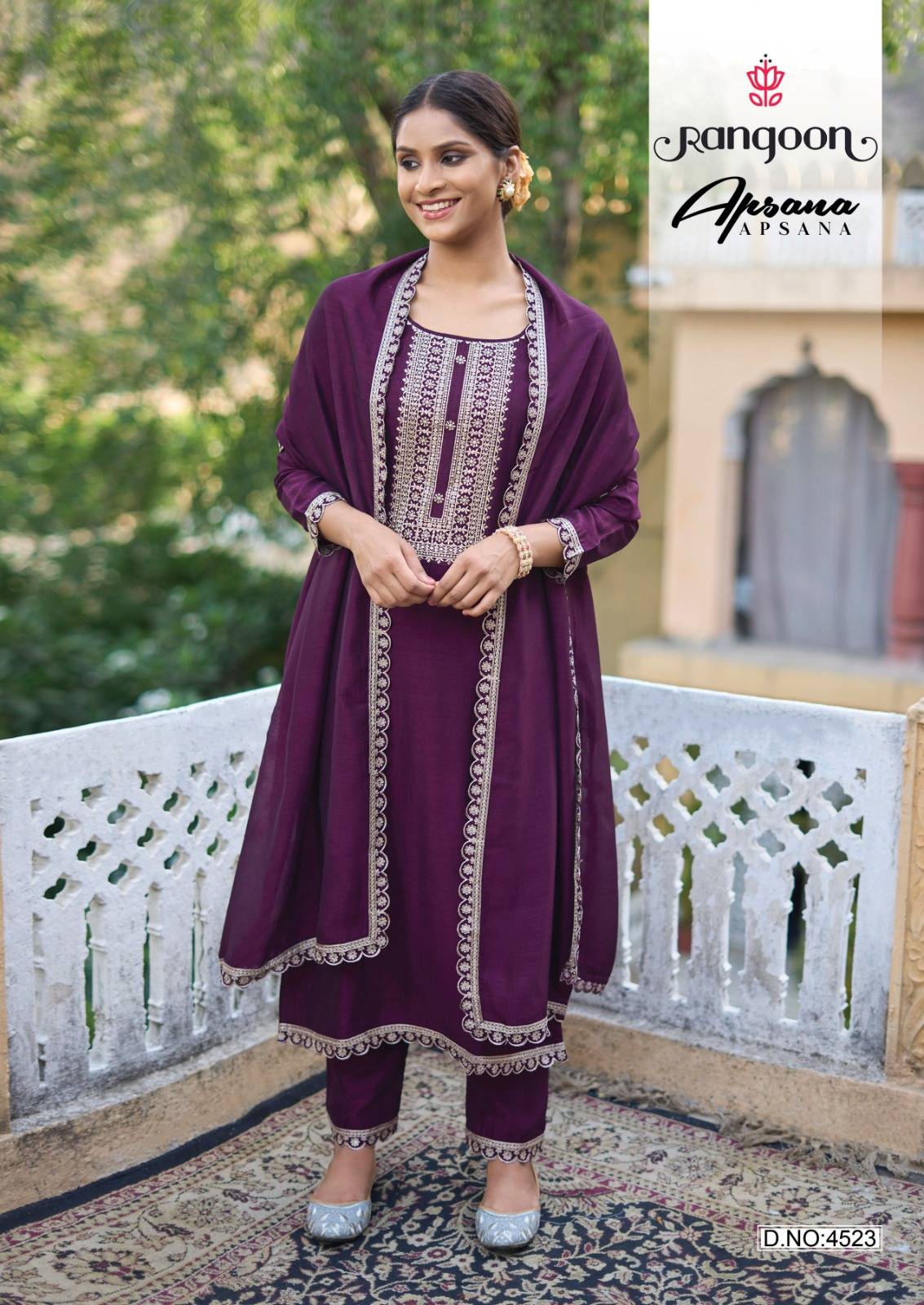 Apsana By Rangoon 4521 To 4526 Series Designer Festive Suits Beautiful Fancy Colorful Stylish Party Wear & Occasional Wear Premium Silk Dresses At Wholesale Price