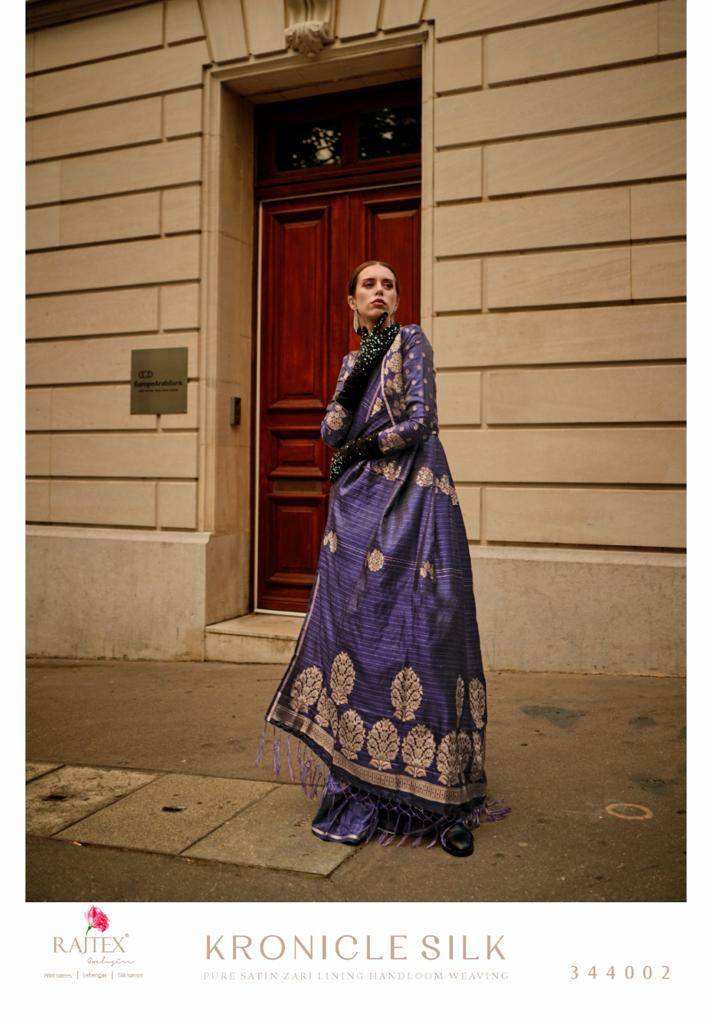 Kronicle Silk By Raj Tex 344001 To 344007 Series Indian Traditional Wear Collection Beautiful Stylish Fancy Colorful Party Wear & Occasional Wear Handloom Silk Print Sarees At Wholesale Price
