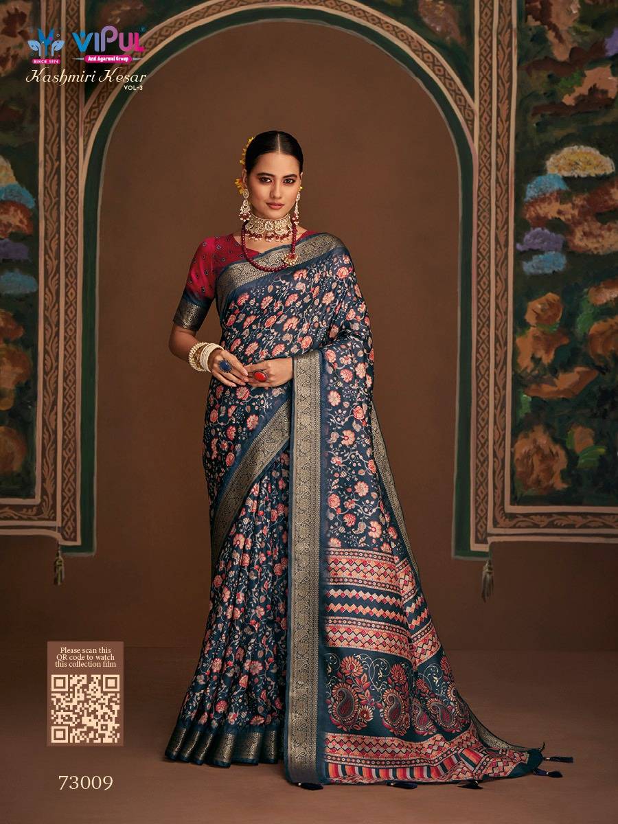 Kashmiri Kesar Vol-3 By Vipul Fashion 73008 To 73019 Series Indian Traditional Wear Collection Beautiful Stylish Fancy Colorful Party Wear & Occasional Wear Bhagalpuri Silk Sarees At Wholesale Price