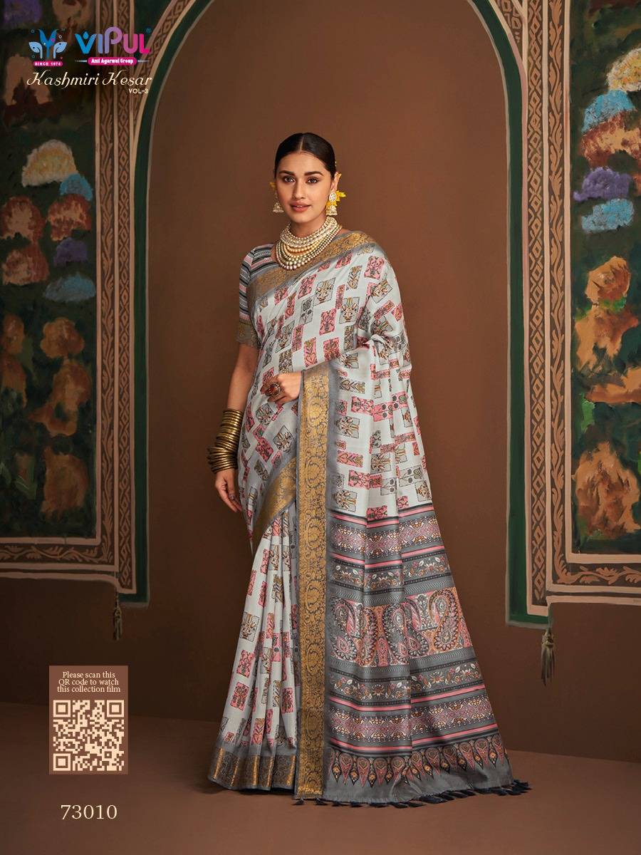 Kashmiri Kesar Vol-3 By Vipul Fashion 73008 To 73019 Series Indian Traditional Wear Collection Beautiful Stylish Fancy Colorful Party Wear & Occasional Wear Bhagalpuri Silk Sarees At Wholesale Price