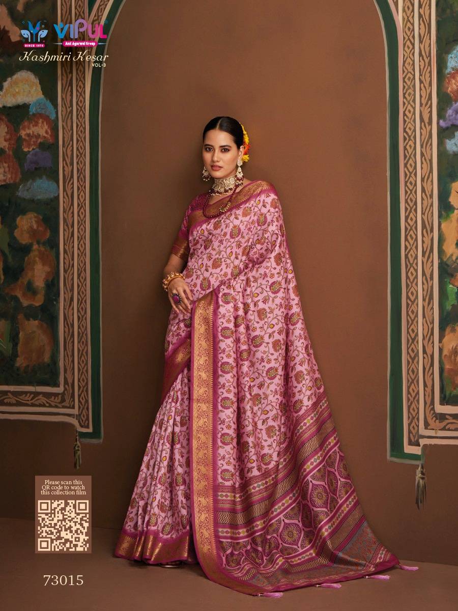 Kashmiri Kesar Vol-3 By Vipul Fashion 73008 To 73019 Series Indian Traditional Wear Collection Beautiful Stylish Fancy Colorful Party Wear & Occasional Wear Bhagalpuri Silk Sarees At Wholesale Price