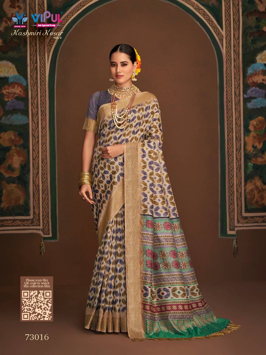 Kashmiri Kesar Vol-3 By Vipul Fashion 73008 To 73019 Series Indian Traditional Wear Collection Beautiful Stylish Fancy Colorful Party Wear & Occasional Wear Bhagalpuri Silk Sarees At Wholesale Price