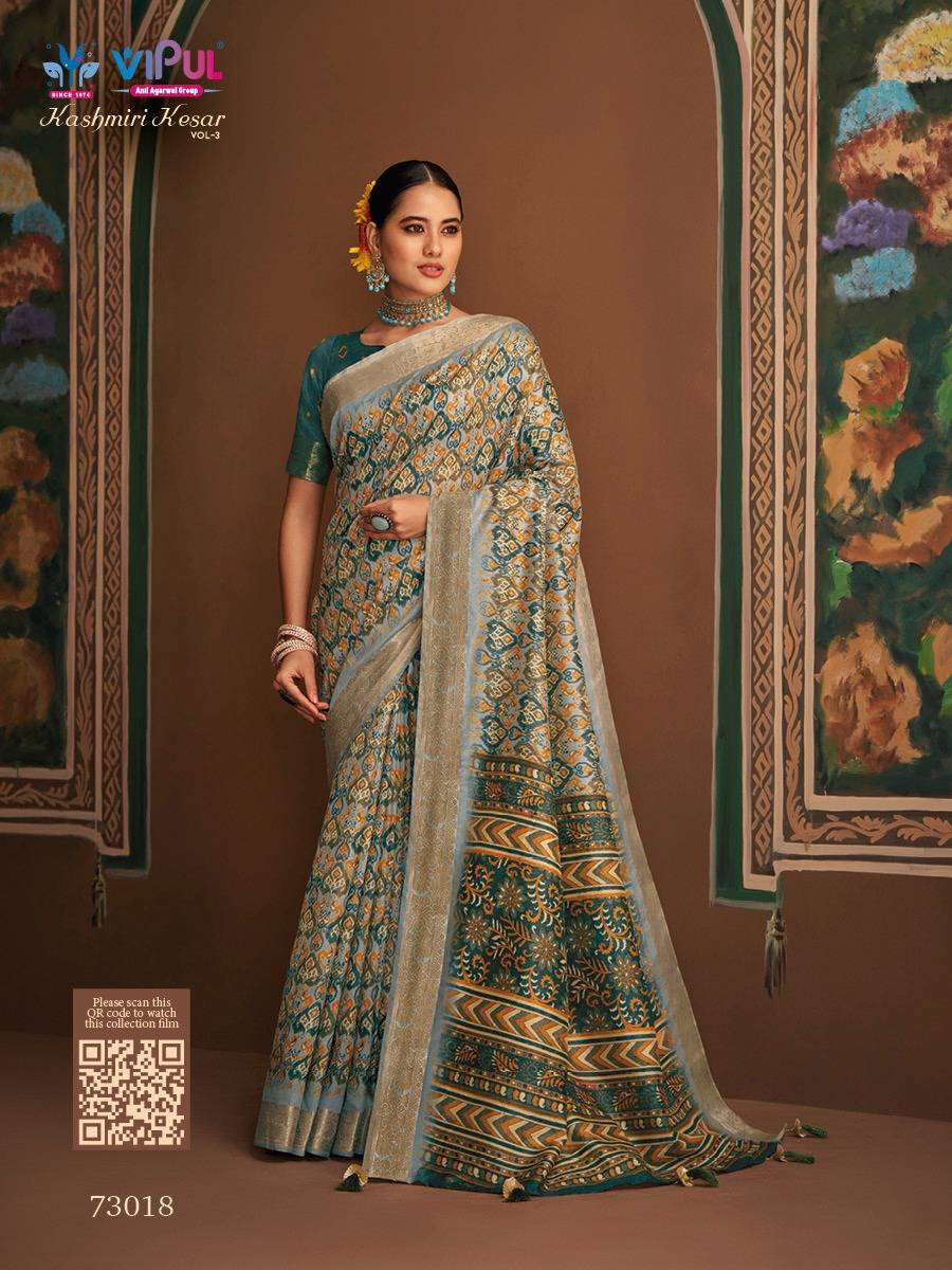 Kashmiri Kesar Vol-3 By Vipul Fashion 73008 To 73019 Series Indian Traditional Wear Collection Beautiful Stylish Fancy Colorful Party Wear & Occasional Wear Bhagalpuri Silk Sarees At Wholesale Price
