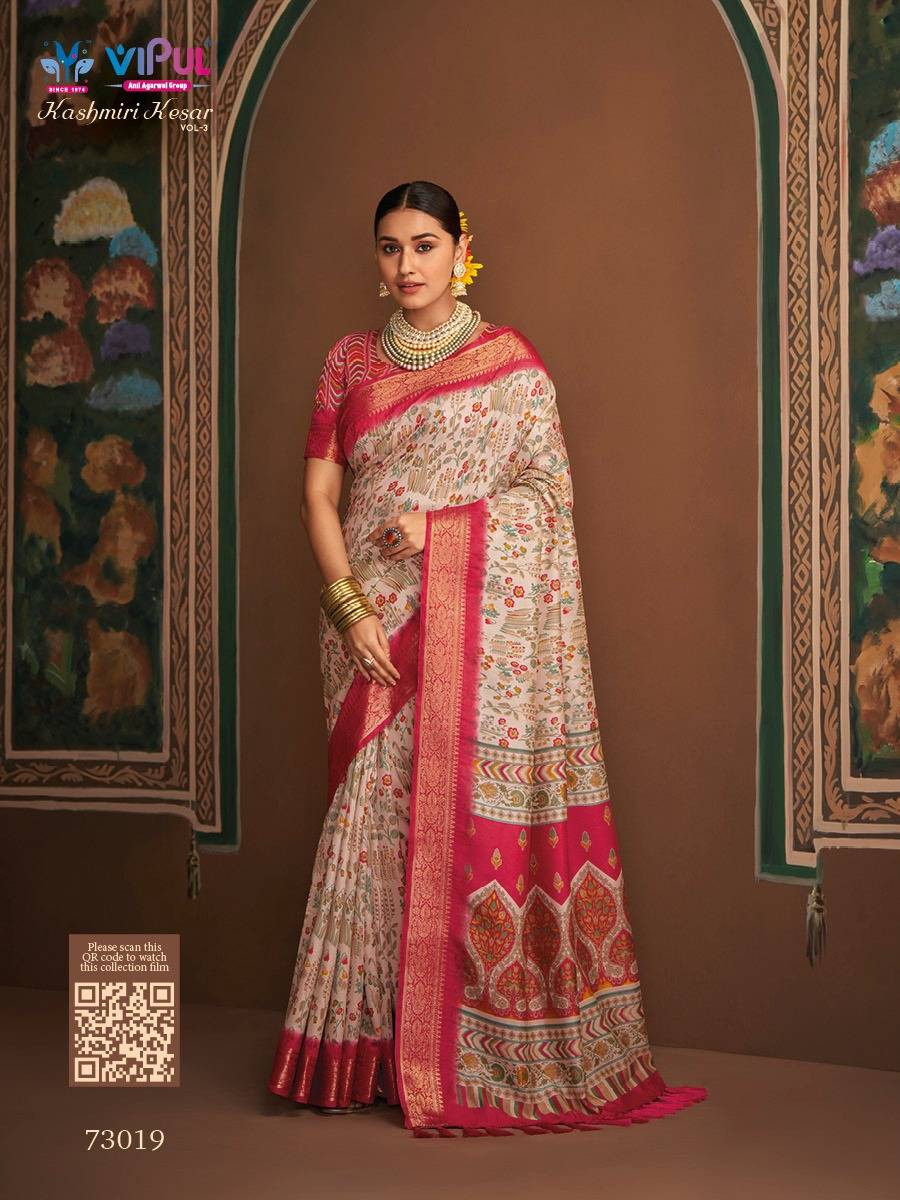 Kashmiri Kesar Vol-3 By Vipul Fashion 73008 To 73019 Series Indian Traditional Wear Collection Beautiful Stylish Fancy Colorful Party Wear & Occasional Wear Bhagalpuri Silk Sarees At Wholesale Price