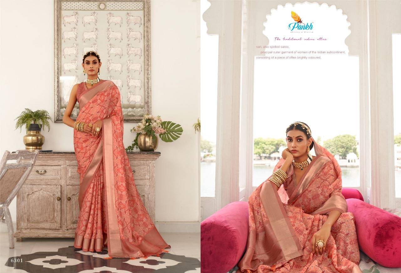 Sampada By Pankh Creation 6301 To 6309 Series Indian Traditional Wear Collection Beautiful Stylish Fancy Colorful Party Wear & Occasional Wear Viscose Silk Sarees At Wholesale Price