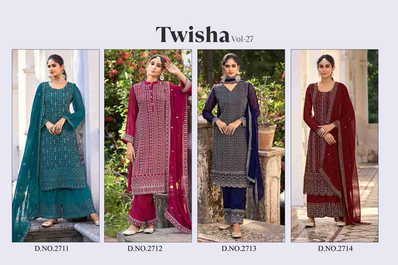 Twisha Vol-27 By Twisha 2711 To 2714 Series Beautiful Festive Suits Colorful Stylish Fancy Casual Wear & Ethnic Wear Silk Embroidered Dresses At Wholesale Price