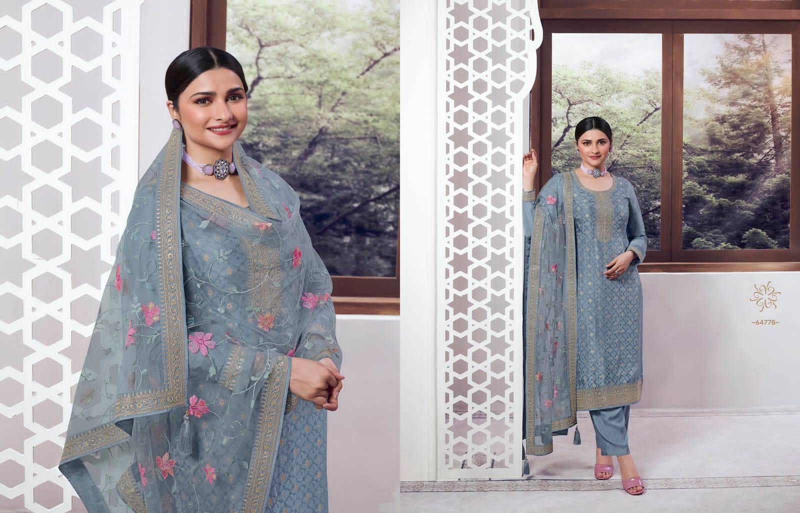 Kaseesh Aarzoo Vol-3 By Vinay Fashion 64771 To 64778 Series Beautiful Suits Colorful Stylish Fancy Casual Wear & Ethnic Wear Dola Jacquard Work Dresses At Wholesale Price