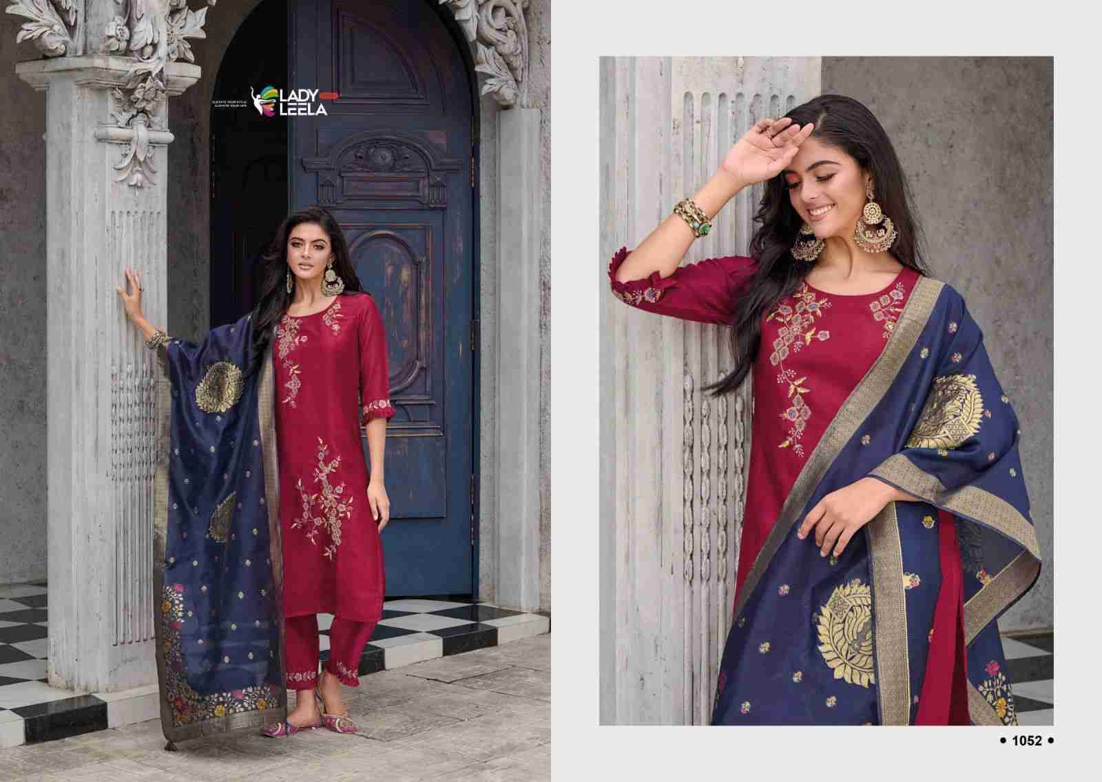 Maisha By Lady Leela 1051 To 1056 Series Beautiful Festive Suits Colorful Stylish Fancy Casual Wear & Ethnic Wear Vichitra Silk Embroidered Dresses At Wholesale Price