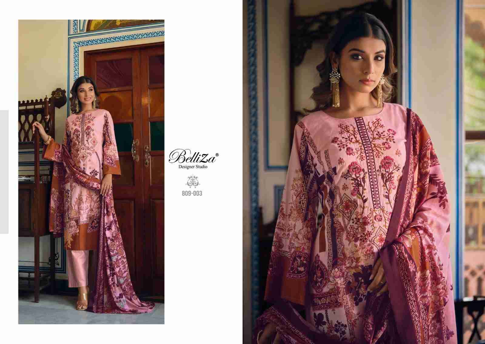 Naira Vol-15 By Belliza 809-001 To 809-010 Series Beautiful Festive Suits Colorful Stylish Fancy Casual Wear & Ethnic Wear Pure Cotton Print With Embroidered Dresses At Wholesale Price