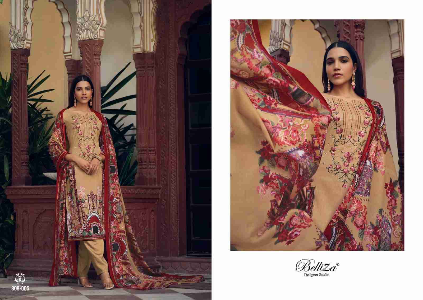 Naira Vol-15 By Belliza 809-001 To 809-010 Series Beautiful Festive Suits Colorful Stylish Fancy Casual Wear & Ethnic Wear Pure Cotton Print With Embroidered Dresses At Wholesale Price