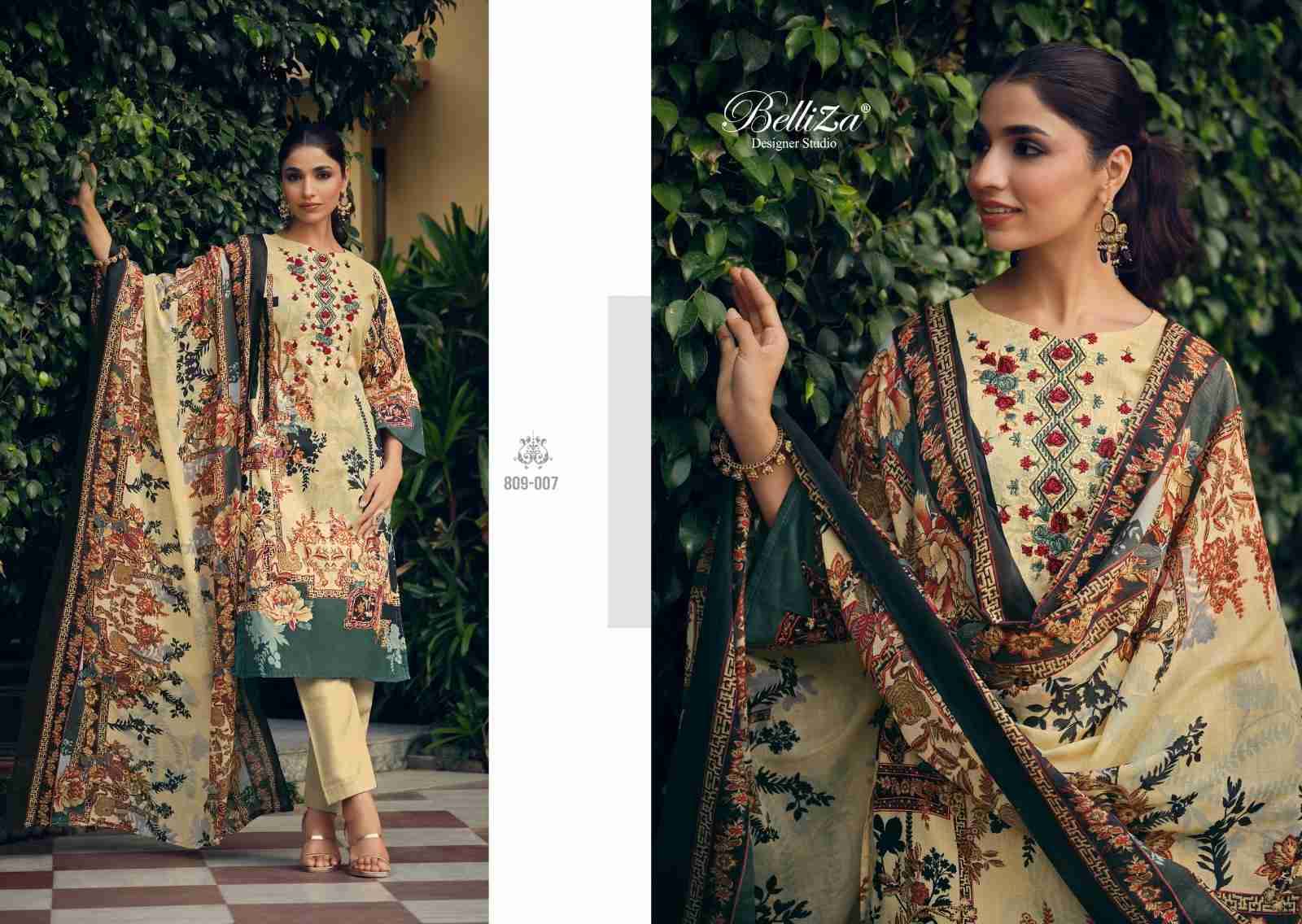 Naira Vol-15 By Belliza 809-001 To 809-010 Series Beautiful Festive Suits Colorful Stylish Fancy Casual Wear & Ethnic Wear Pure Cotton Print With Embroidered Dresses At Wholesale Price
