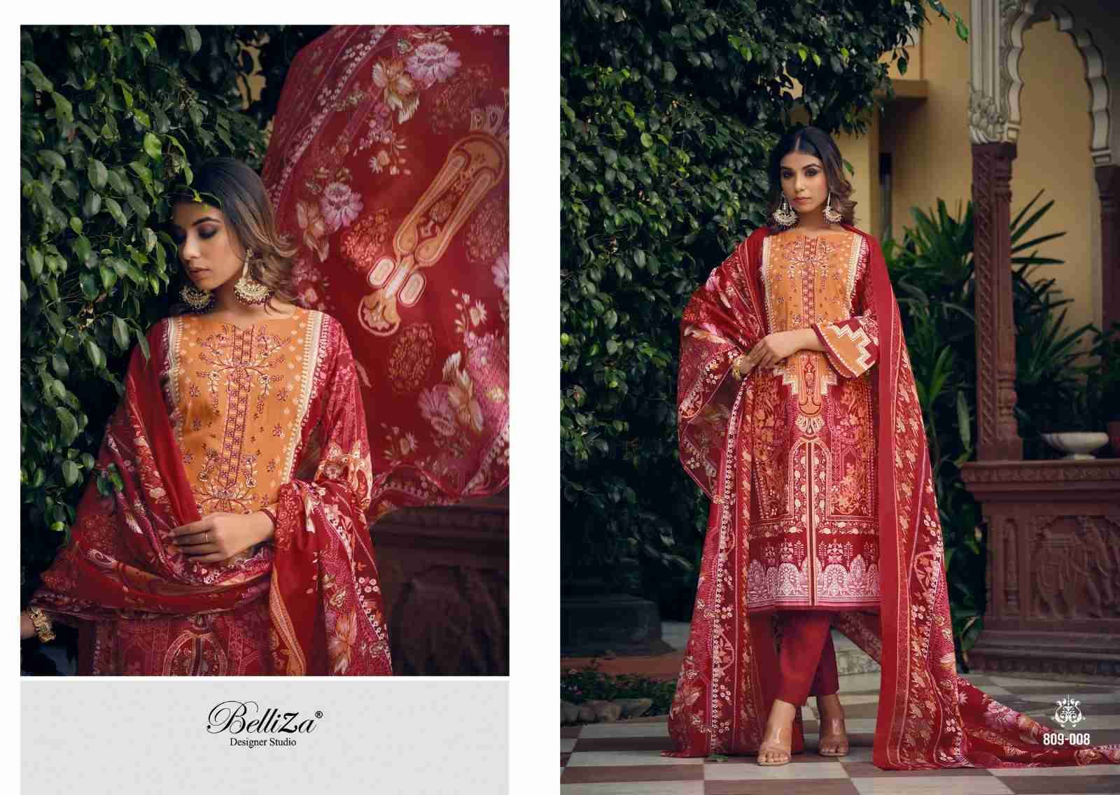 Naira Vol-15 By Belliza 809-001 To 809-010 Series Beautiful Festive Suits Colorful Stylish Fancy Casual Wear & Ethnic Wear Pure Cotton Print With Embroidered Dresses At Wholesale Price