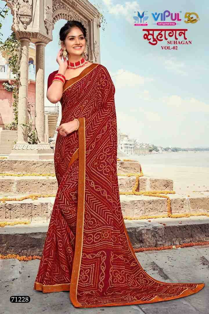 Suhagan Vol-2 By Vipul Fashion 71226 To 71237 Series Indian Traditional Wear Collection Beautiful Stylish Fancy Colorful Party Wear & Occasional Wear Georgette Sarees At Wholesale Price