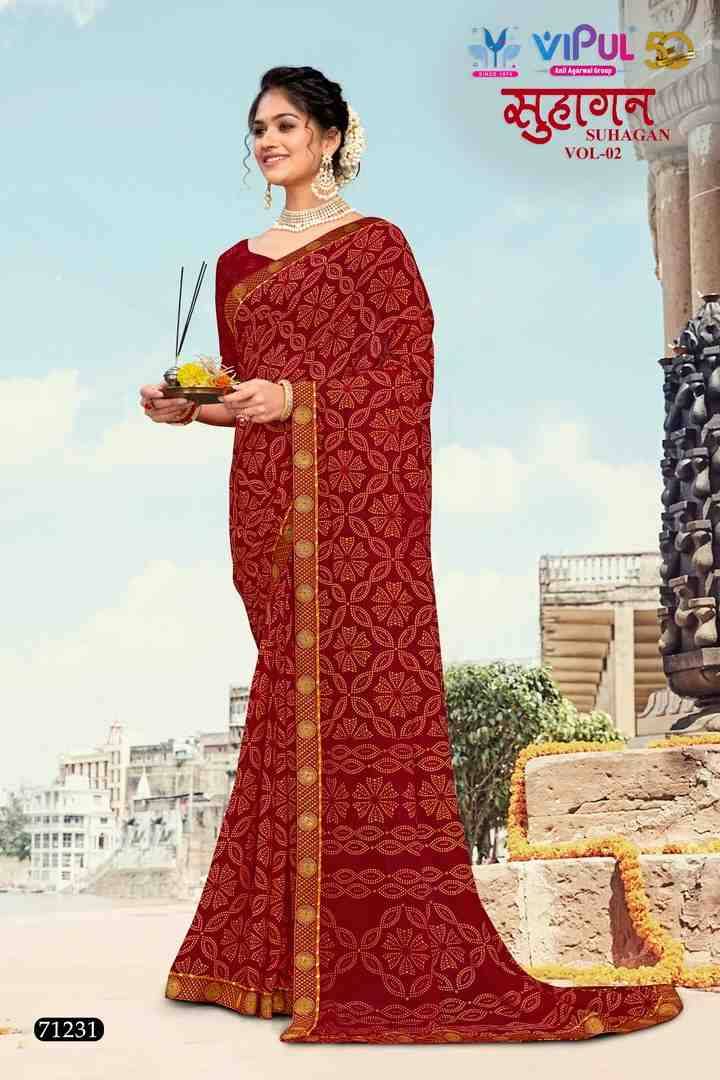 Suhagan Vol-2 By Vipul Fashion 71226 To 71237 Series Indian Traditional Wear Collection Beautiful Stylish Fancy Colorful Party Wear & Occasional Wear Georgette Sarees At Wholesale Price