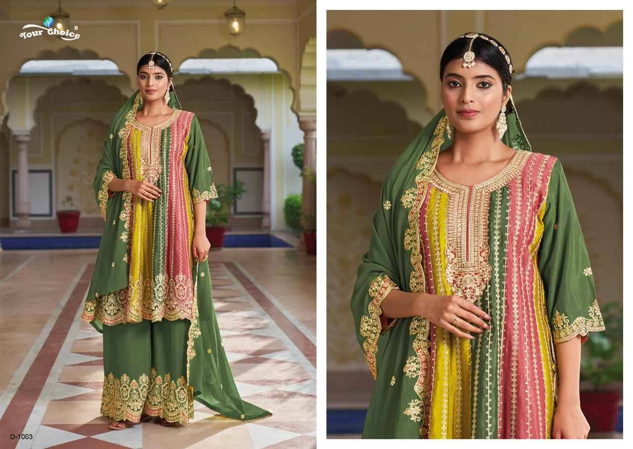 Orra By Your Choice 1001 To 1003 Series Beautiful Stylish Sharara Suits Fancy Colorful Casual Wear & Ethnic Wear & Ready To Wear Heavy Chinnon Embroidered Dresses At Wholesale Price