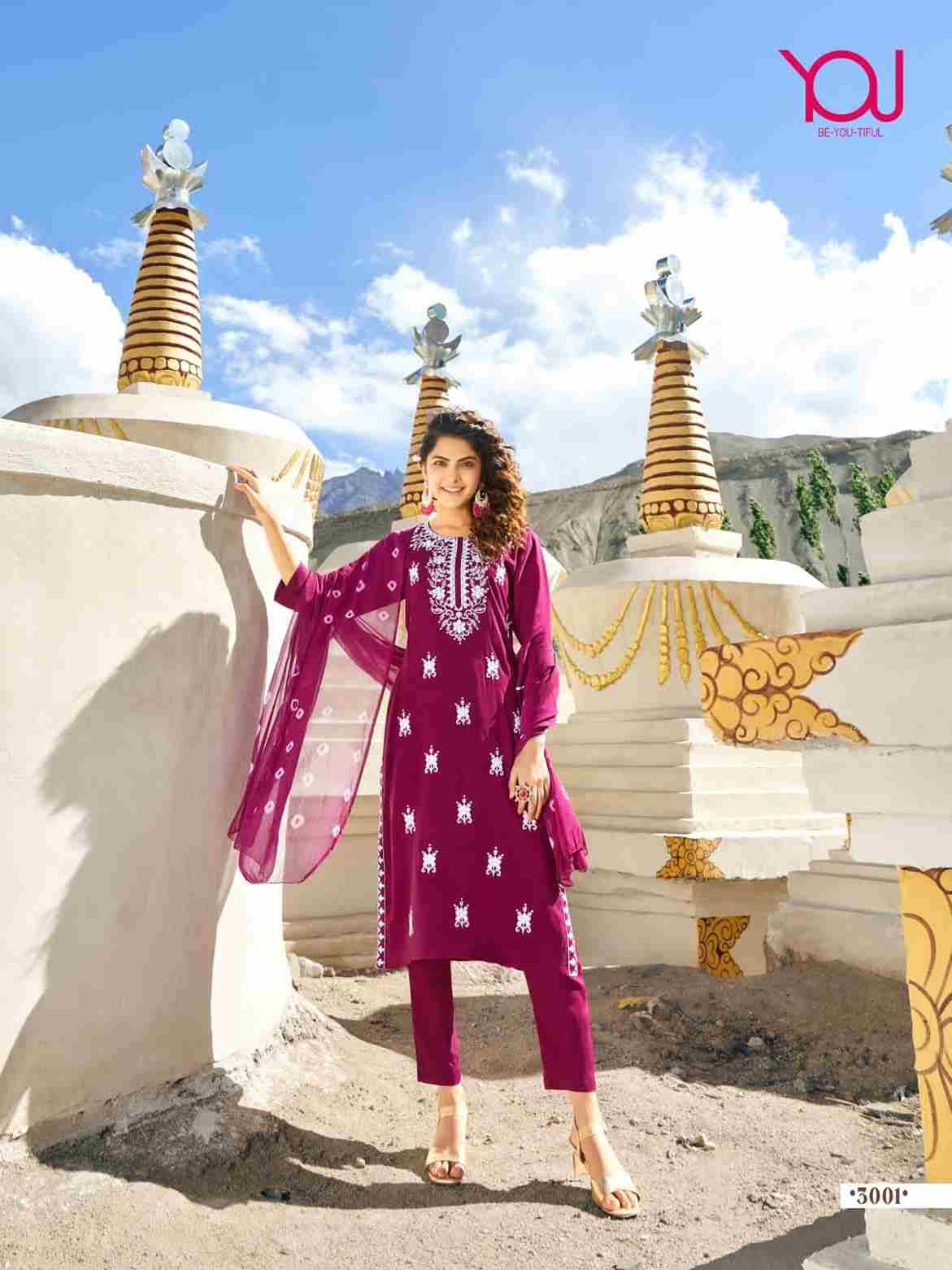Aashvi By You 5001 To 5007 Series Beautiful Festive Suits Colorful Stylish Fancy Casual Wear & Ethnic Wear Rayon Slub Embroidered Dresses At Wholesale Price