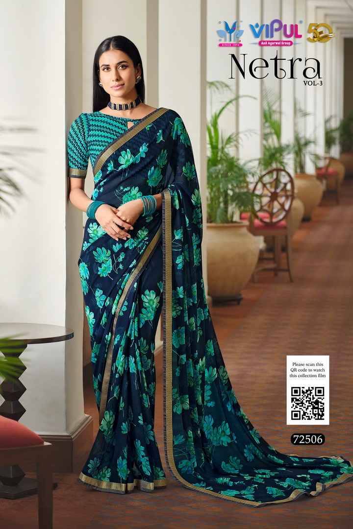 Netra Vol-3 By Vipul Fashion 72504 To 72515 Series Indian Traditional Wear Collection Beautiful Stylish Fancy Colorful Party Wear & Occasional Wear Georgette Sarees At Wholesale Price