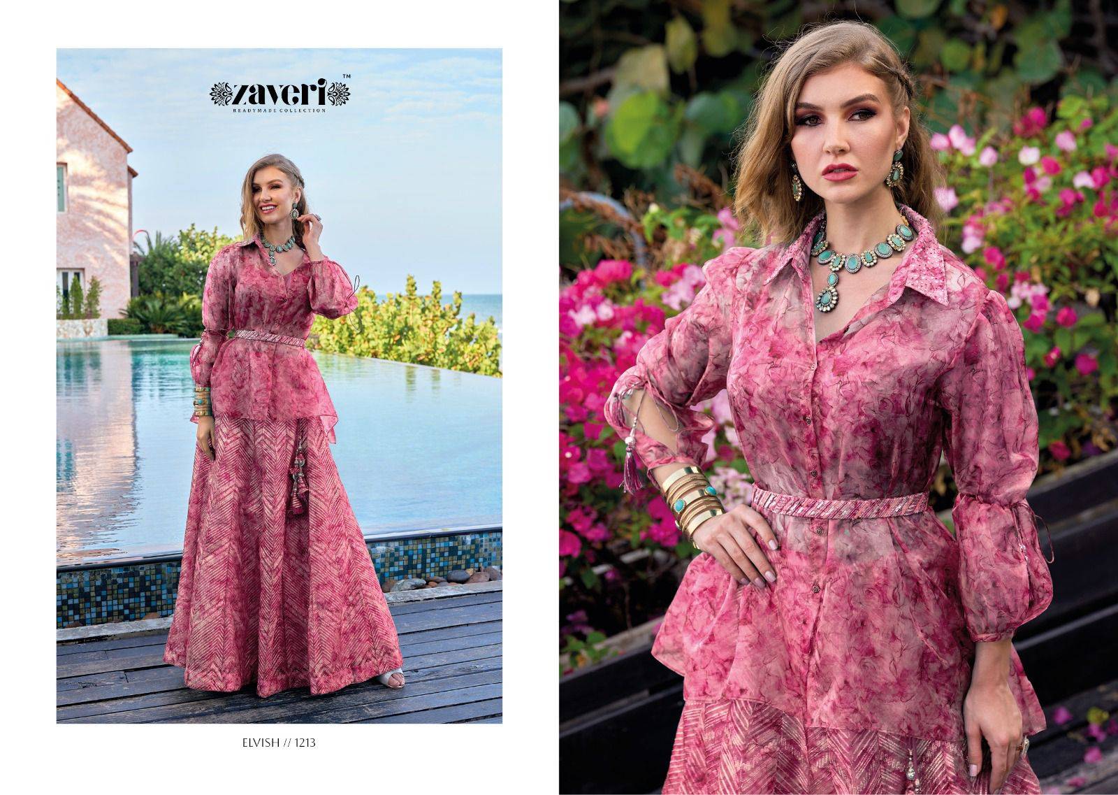 Elvish By Zaveri 1210 To 1213 Series Designer Stylish Fancy Colorful Beautiful Party Wear & Ethnic Wear Collection Organza Silk Tops With Bottom At Wholesale Price