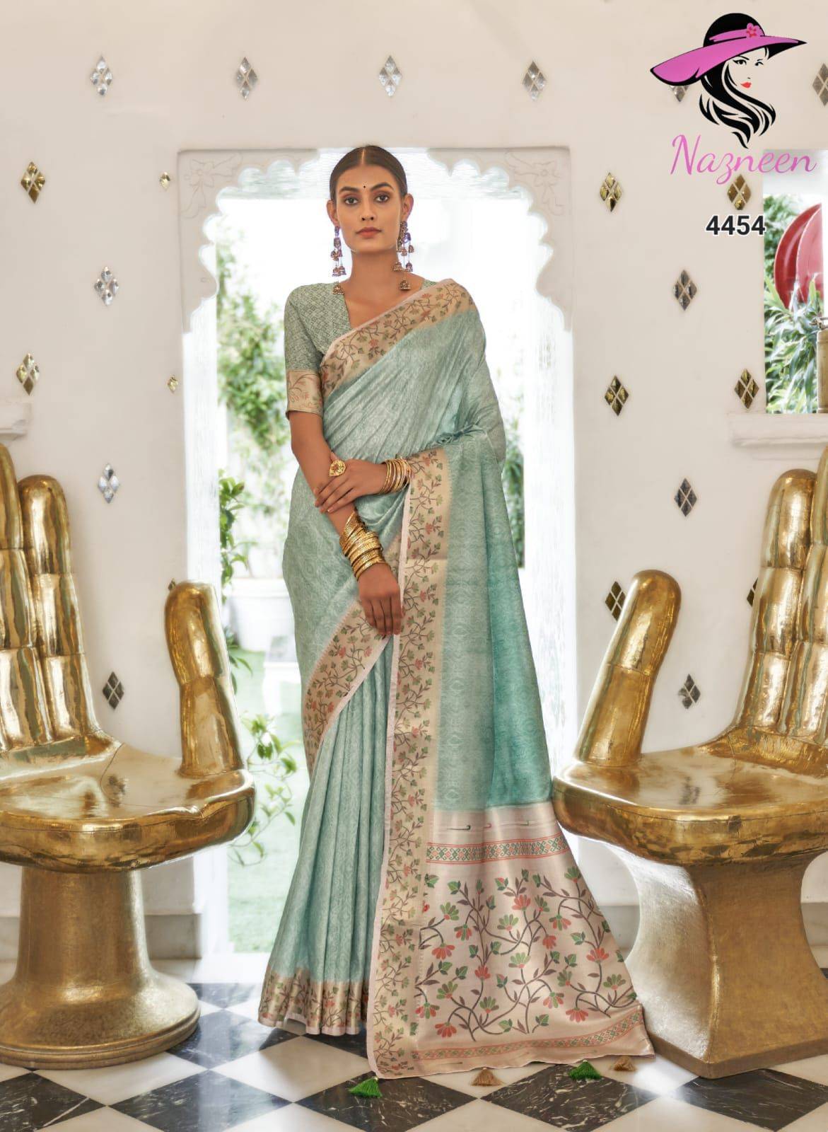Mandakini By Nazneen 4451 To 4458 Series Indian Traditional Wear Collection Beautiful Stylish Fancy Colorful Party Wear & Occasional Wear Fancy Sarees At Wholesale Price