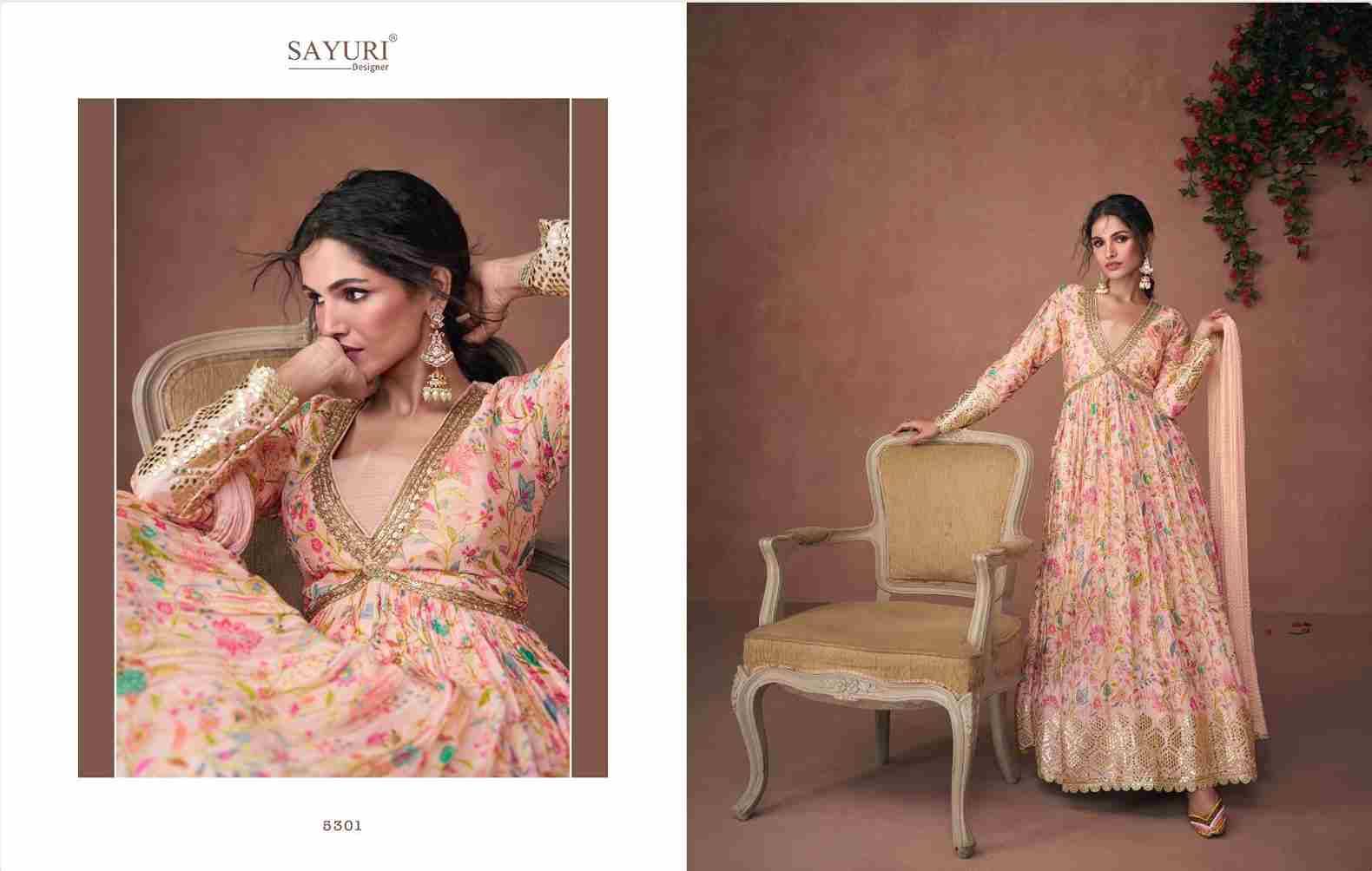 Nooriat By Sayuri 5300 To 5304 Series Beautiful Stylish Fancy Colorful Casual Wear & Ethnic Wear Organza Silk Gowns With Dupatta At Wholesale Price