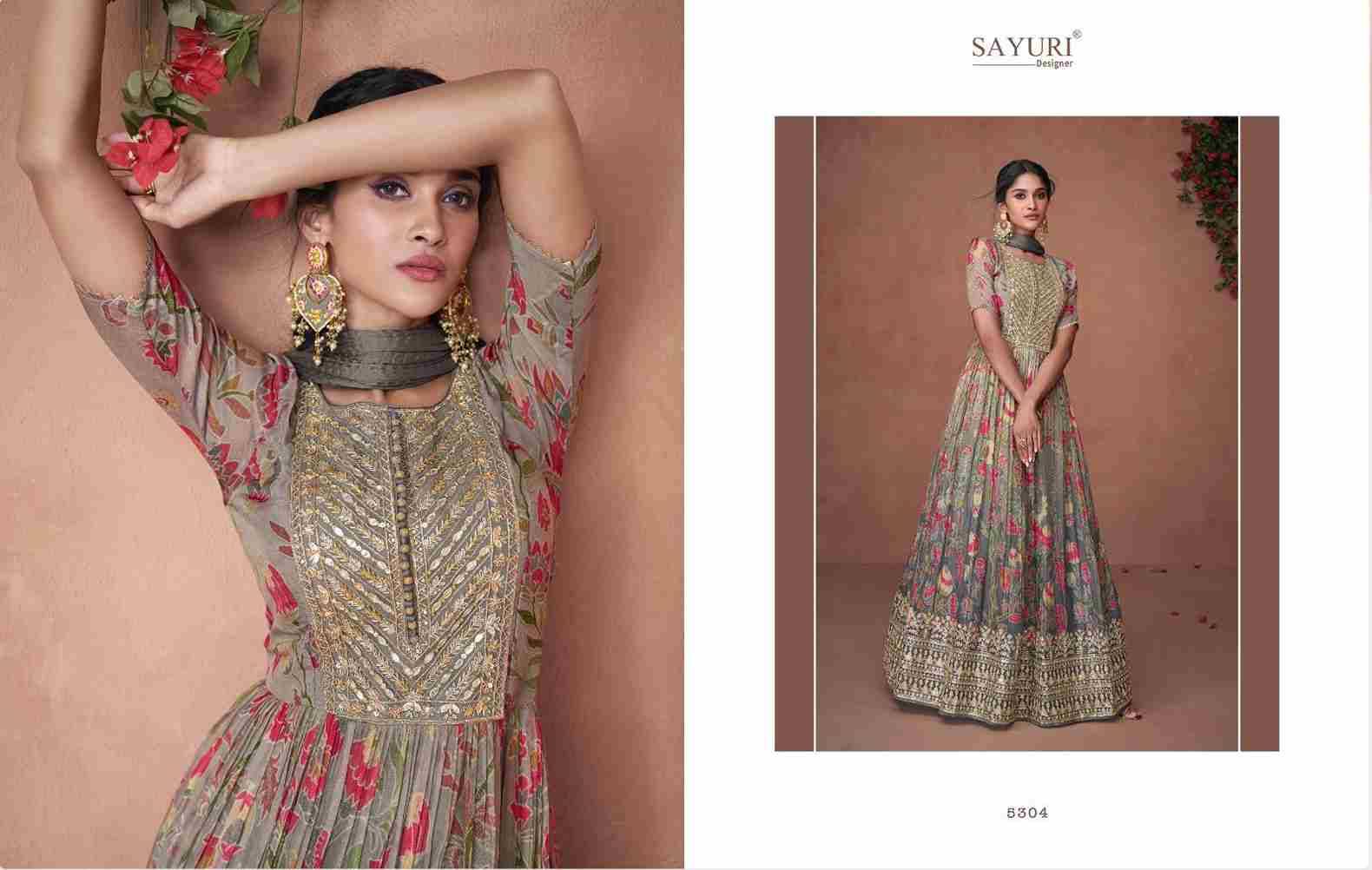 Nooriat By Sayuri 5300 To 5304 Series Beautiful Stylish Fancy Colorful Casual Wear & Ethnic Wear Organza Silk Gowns With Dupatta At Wholesale Price