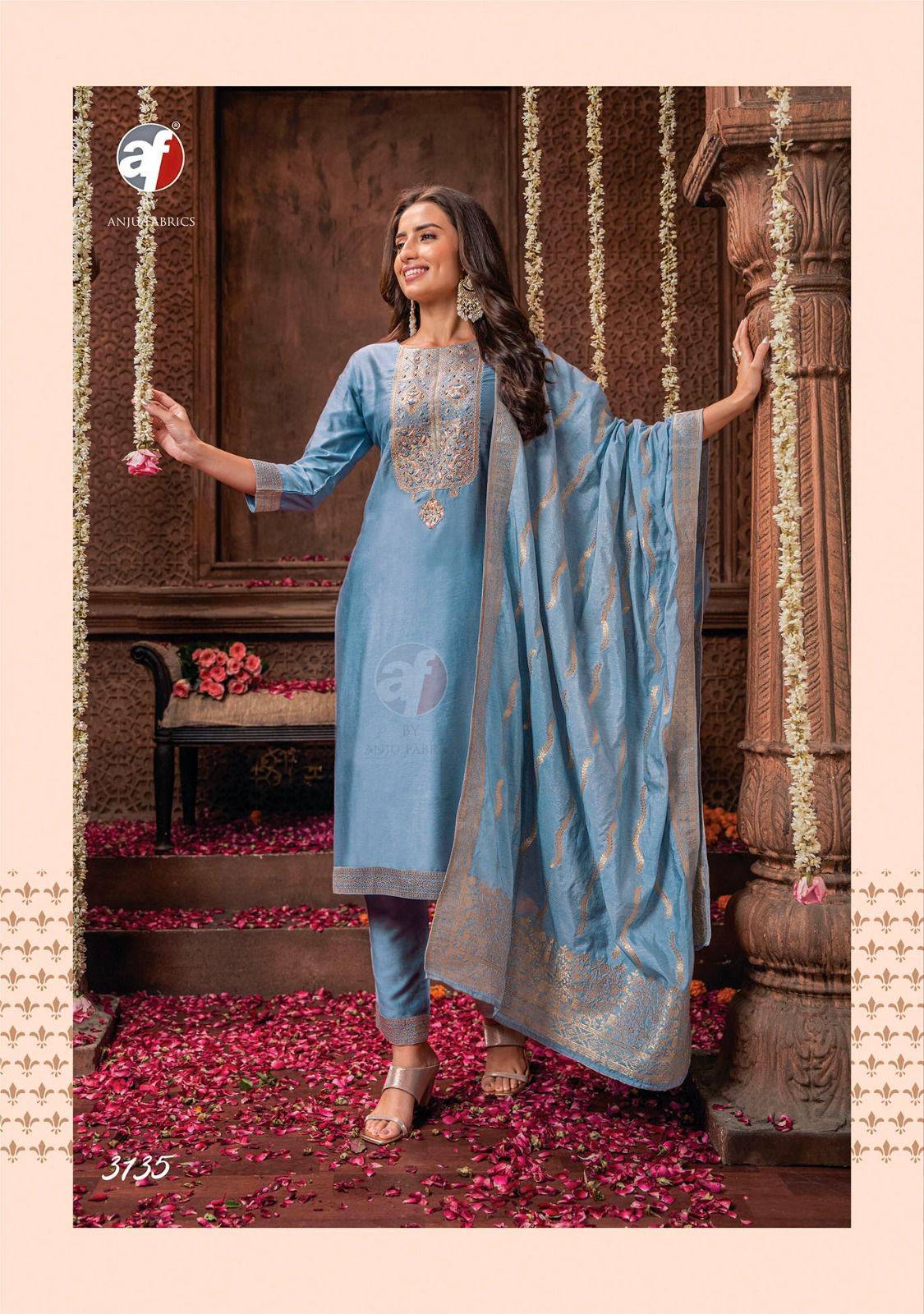 Palki Vol-3 By Anju Fabrics 3131 To 3136 Series Beautiful Stylish Festive Suits Fancy Colorful Casual Wear & Ethnic Wear & Ready To Wear Viscose Nylon Dresses At Wholesale Price