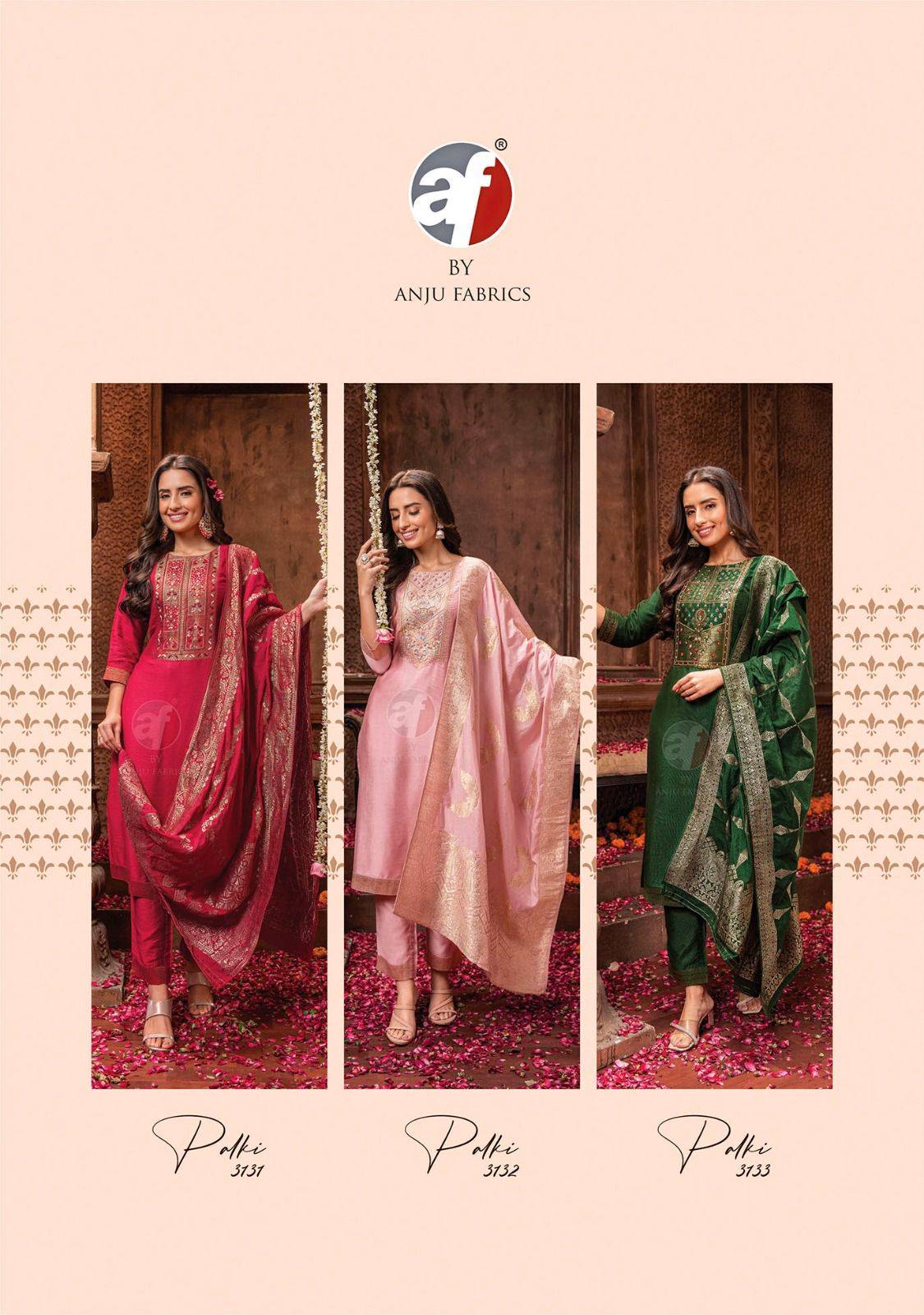 Palki Vol-3 By Anju Fabrics 3131 To 3136 Series Beautiful Stylish Festive Suits Fancy Colorful Casual Wear & Ethnic Wear & Ready To Wear Viscose Nylon Dresses At Wholesale Price