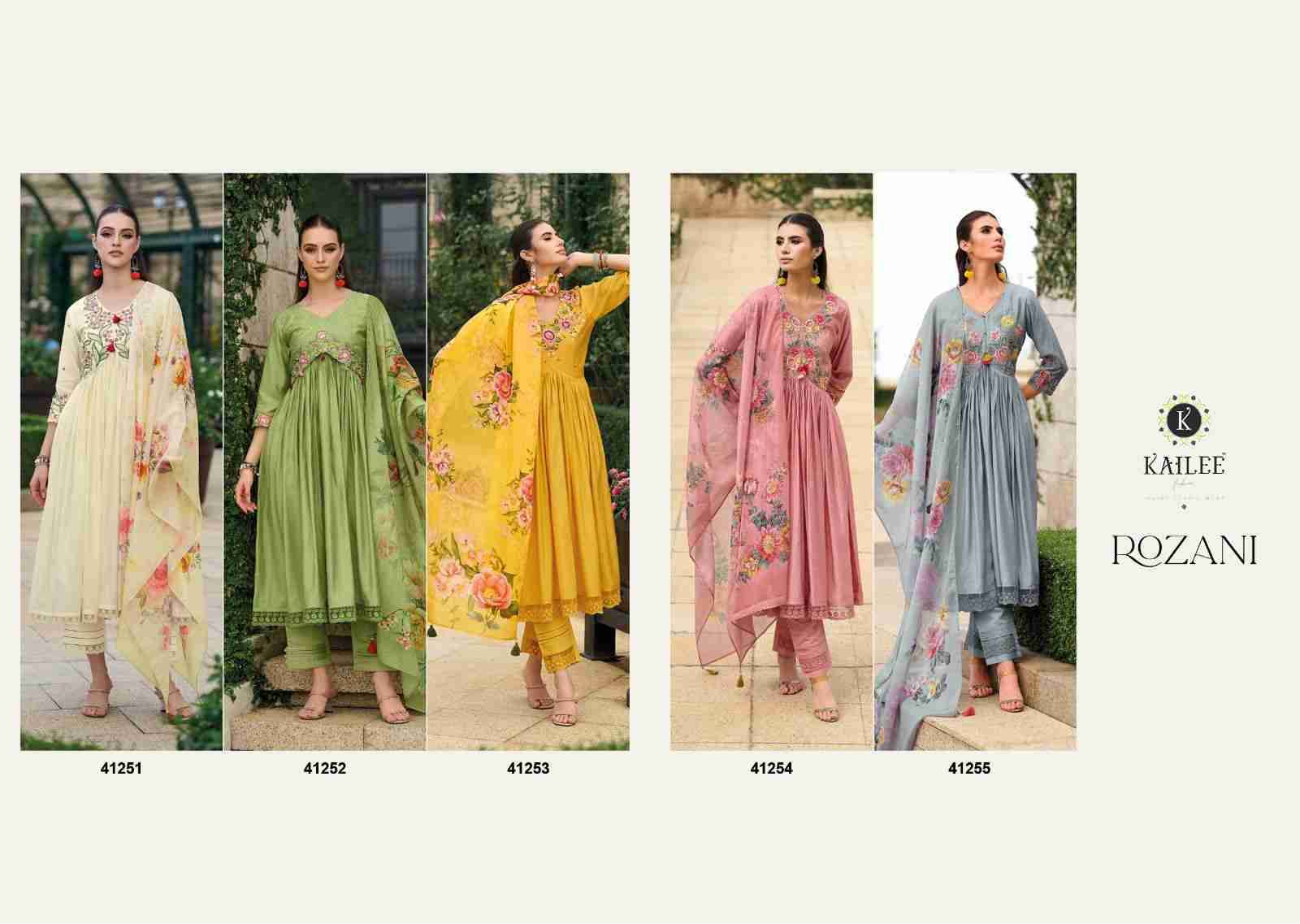 Rozani By Kailee 41251 To 41255 Series Designer Festive Suits Collection Beautiful Stylish Fancy Colorful Party Wear & Occasional Wear Pure Viscose Silk Dresses At Wholesale Price