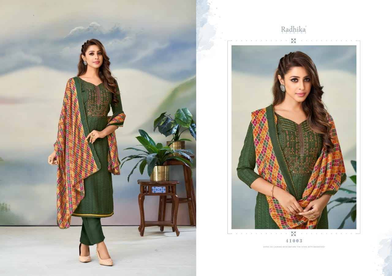 Gulnaaz By Radhika Fashion 41001 To 41008 Series Beautiful Stylish Suits Fancy Colorful Casual Wear & Ethnic Wear & Ready To Wear Pure Pashmina Print Dresses At Wholesale Price