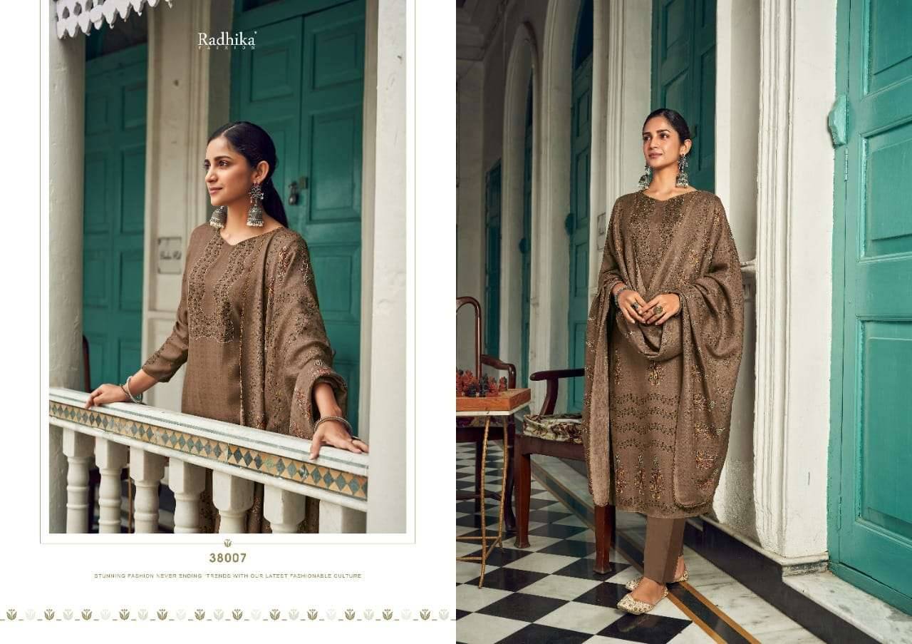 Sona By Radhika Fashion 38001 To 38008 Series Beautiful Stylish Suits Fancy Colorful Casual Wear & Ethnic Wear & Ready To Wear Pure Pashmina Print With Work Dresses At Wholesale Price