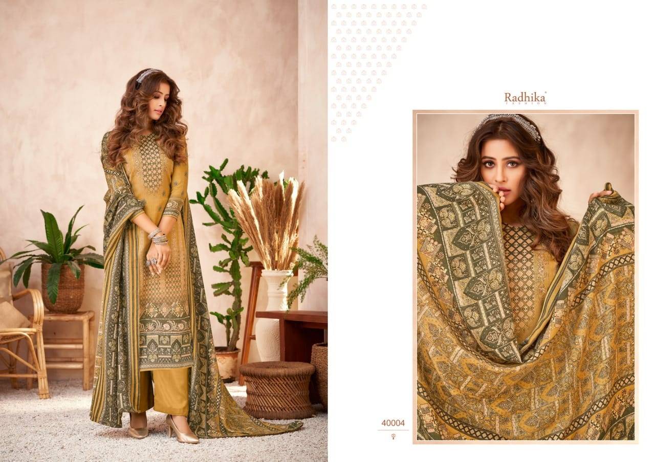 Hayaana By Radhika Fashion 40001 To 40008 Series Beautiful Stylish Suits Fancy Colorful Casual Wear & Ethnic Wear & Ready To Wear Pure Pashmina Print With Work Dresses At Wholesale Price