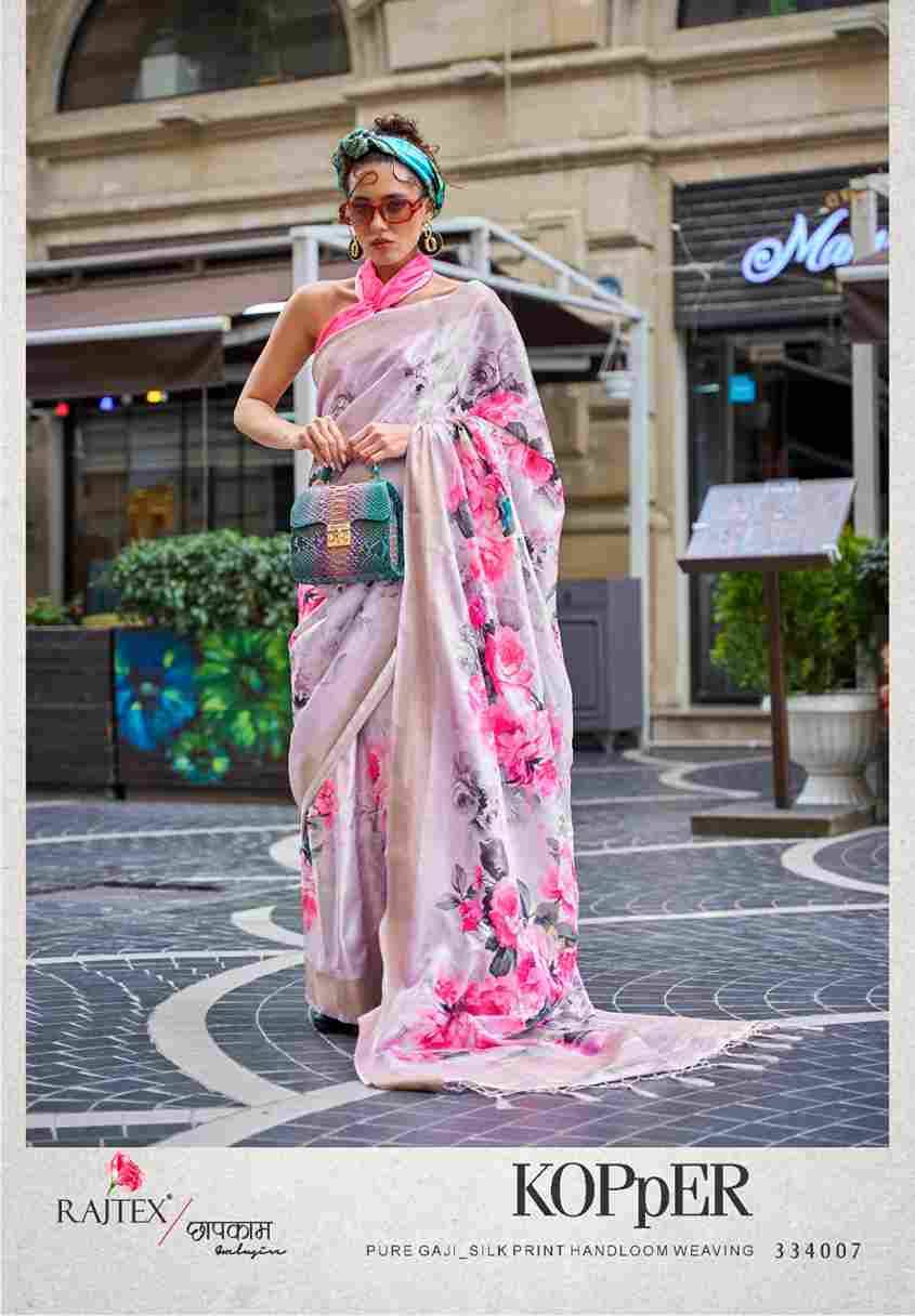 Kopper By Raj Tex 334001 To 334010 Series Indian Traditional Wear Collection Beautiful Stylish Fancy Colorful Party Wear & Occasional Wear Silk Digital Print Sarees At Wholesale Price