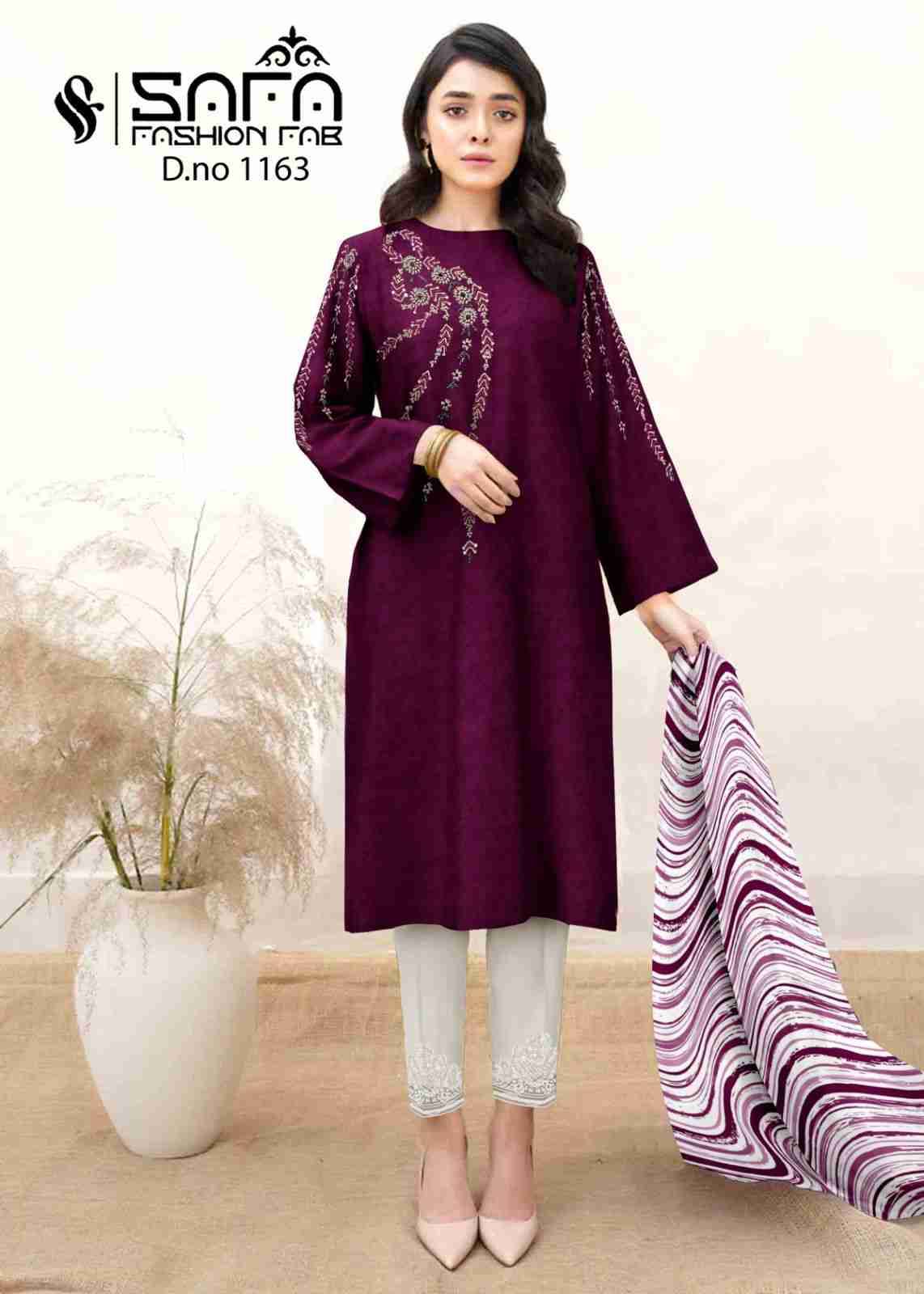 Safa 1163 Colours By Safa Fashion 1163-A To 1163-C Series Pakistani Suits Collection Beautiful Stylish Fancy Colorful Party Wear & Occasional Wear Heavy Fancy Embroidered Dresses At Wholesale Price
