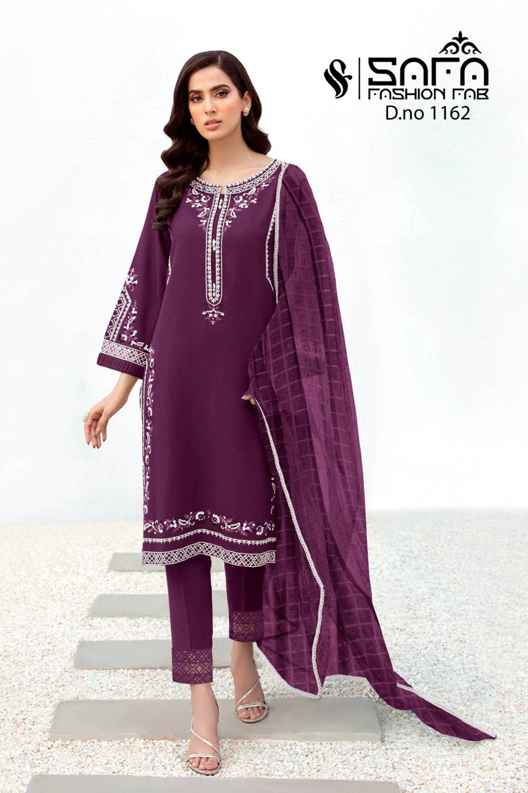 Safa 1162 Colours By Safa Fashion 1162-A To 1162-C Series Pakistani Suits Collection Beautiful Stylish Fancy Colorful Party Wear & Occasional Wear Heavy Georgette Embroidered Dresses At Wholesale Price