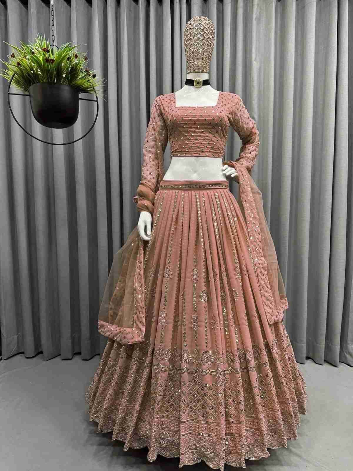 6378 By Fashid Wholesale Kd Indian Traditional Beautiful Stylish Designer Banarasi Silk Jacquard Embroidered Party Wear Georgette Lehengas At Wholesale Price