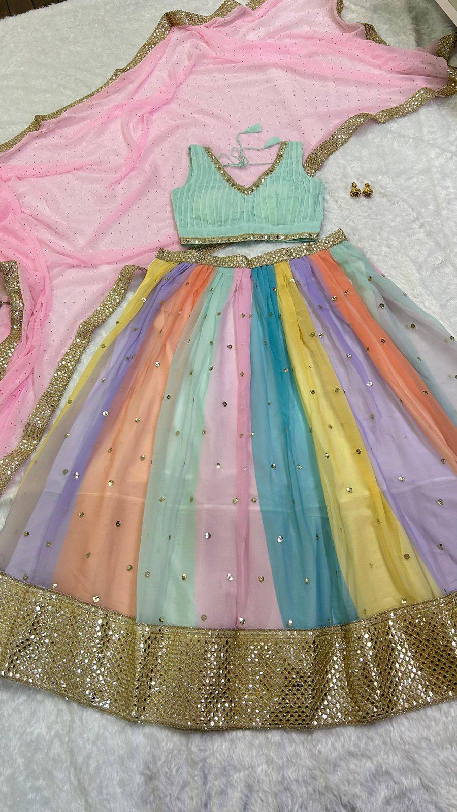 Multi Colour By Fashid Wholesale Designer Beautiful Festive Collection Occasional Wear & Party Wear Faux Georgette Embroidered Lehengas At Wholesale Price