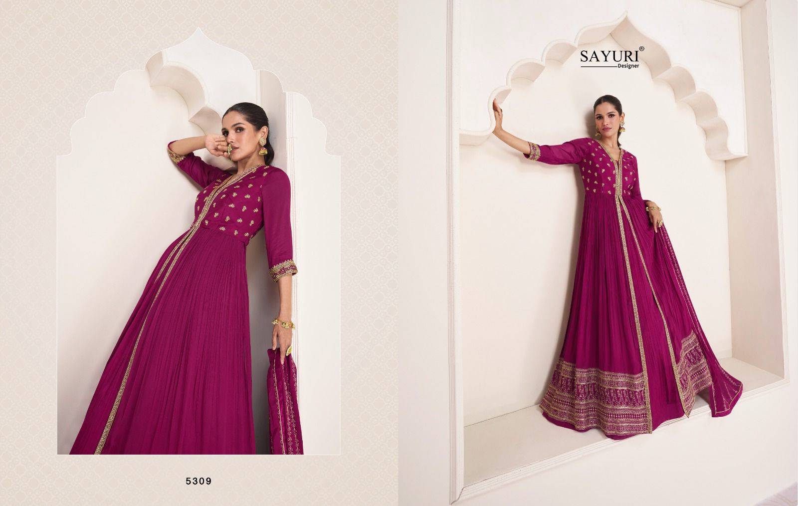 Polki By Sayuri 5307 To 5309 Series Beautiful Sharara Suits Colorful Stylish Fancy Casual Wear & Ethnic Wear Georgette/Chinnon With Work Dresses At Wholesale Price