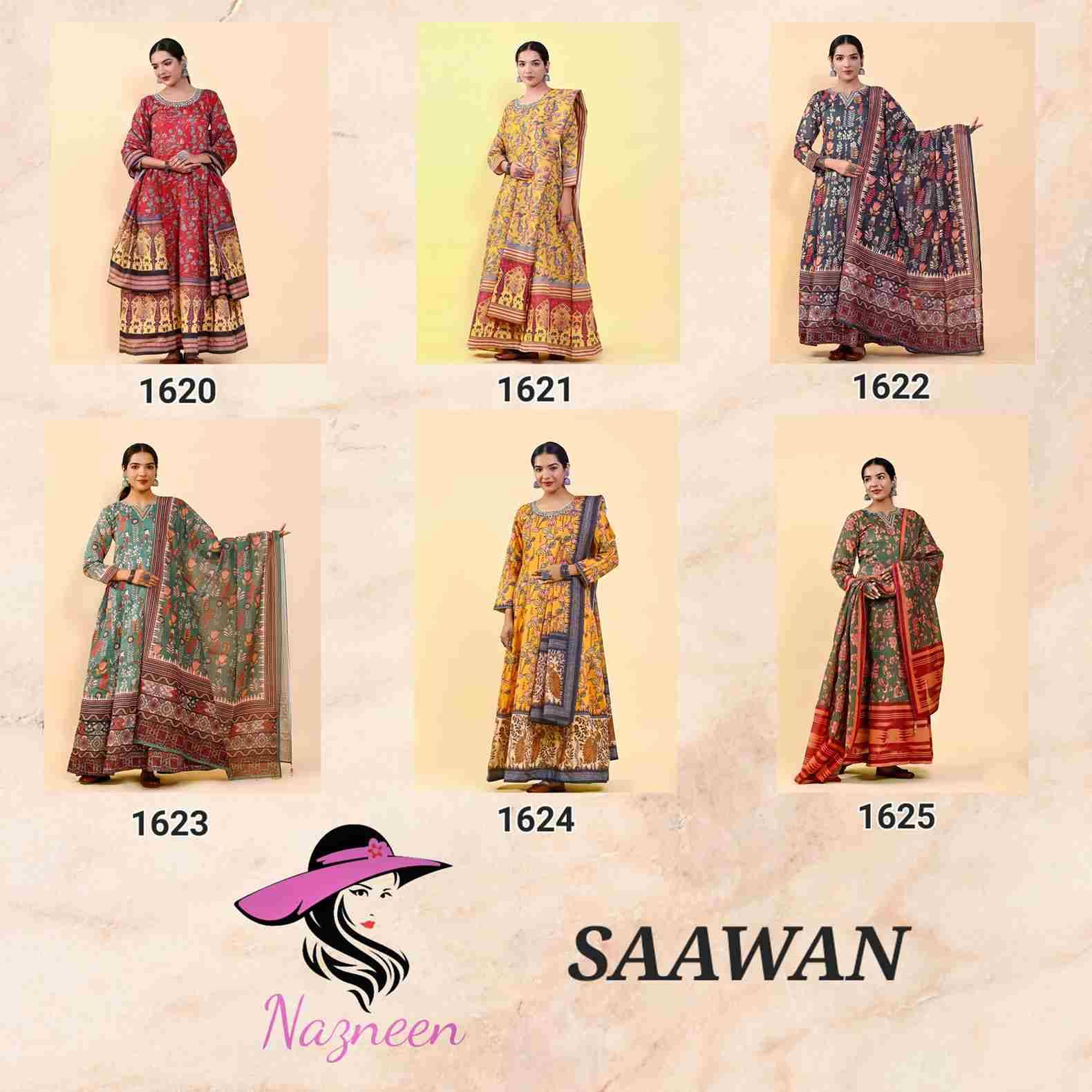 Saawan By Nazneen 1620 To 1625 Series Beautiful Stylish Fancy Colorful Casual Wear & Ethnic Wear Chanderi Silk Gowns With Dupatta At Wholesale Price